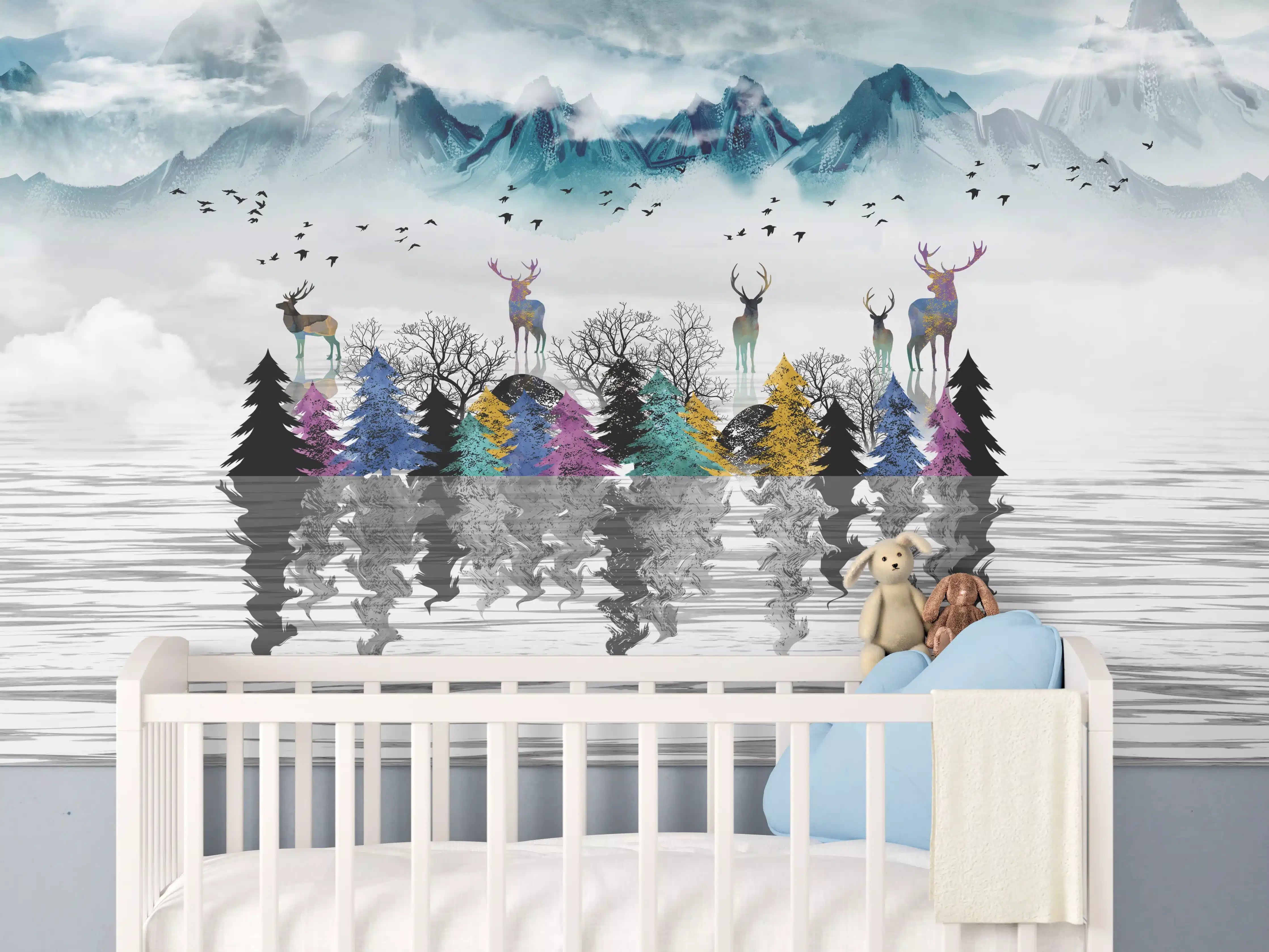 Babyzimmer Wandgestaltung - Künstlerische Landschaft - Portrait
