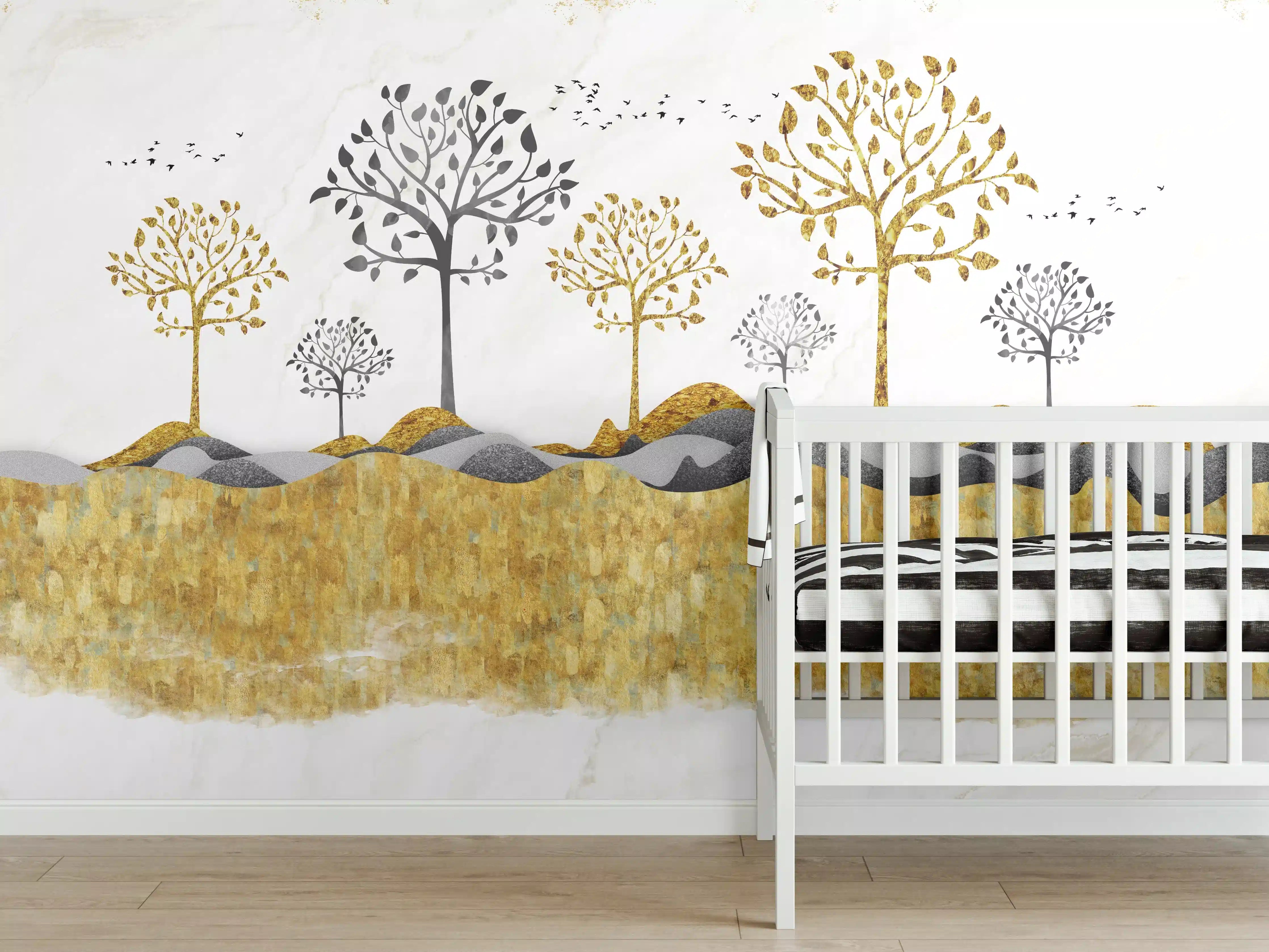 Babyzimmer Wandgestaltung - Kunsttapete einer Landschaft