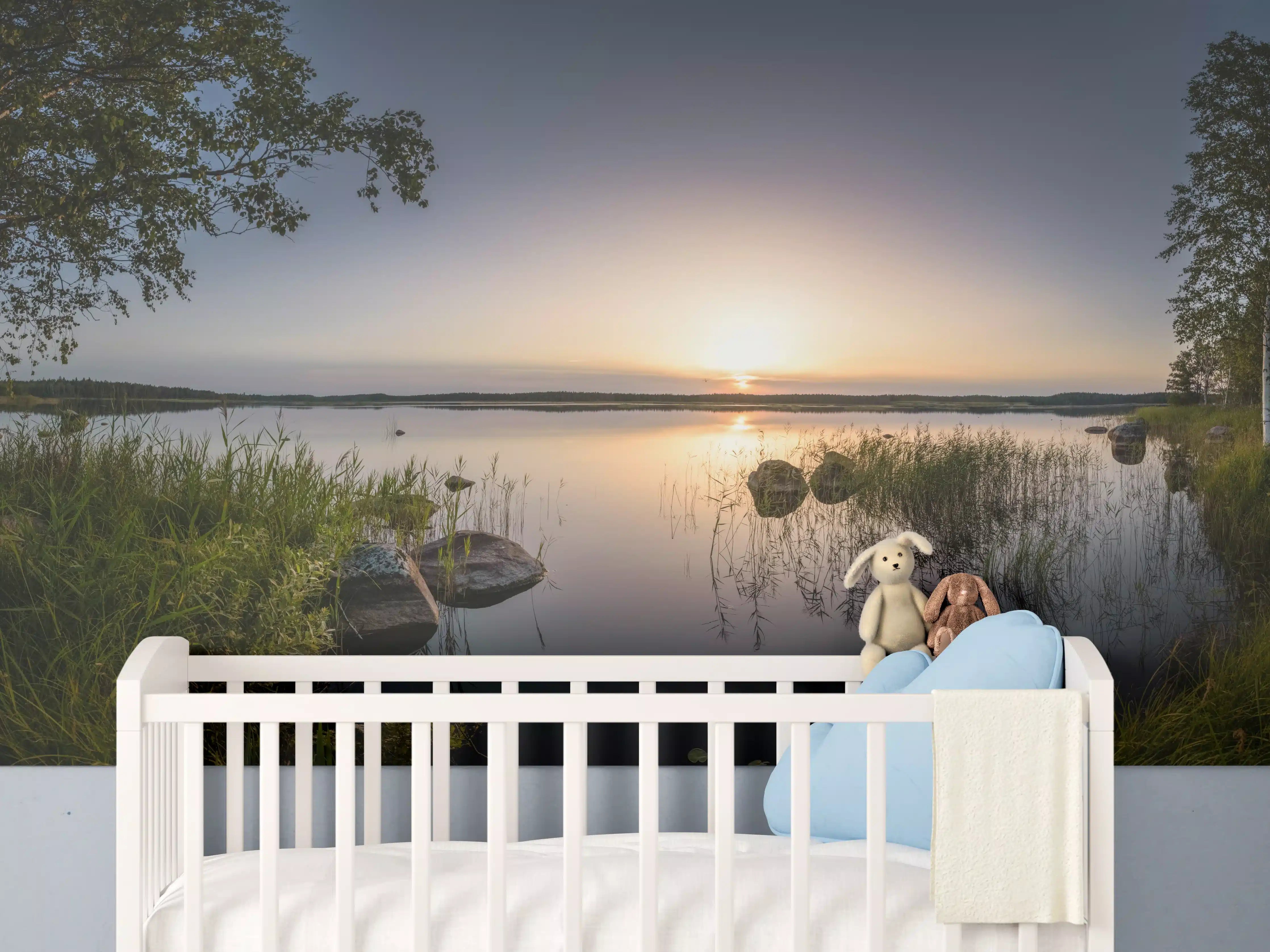 Babyzimmer Wandgestaltung - Landschaft in der Dämmerung - Sonnenuntergang
