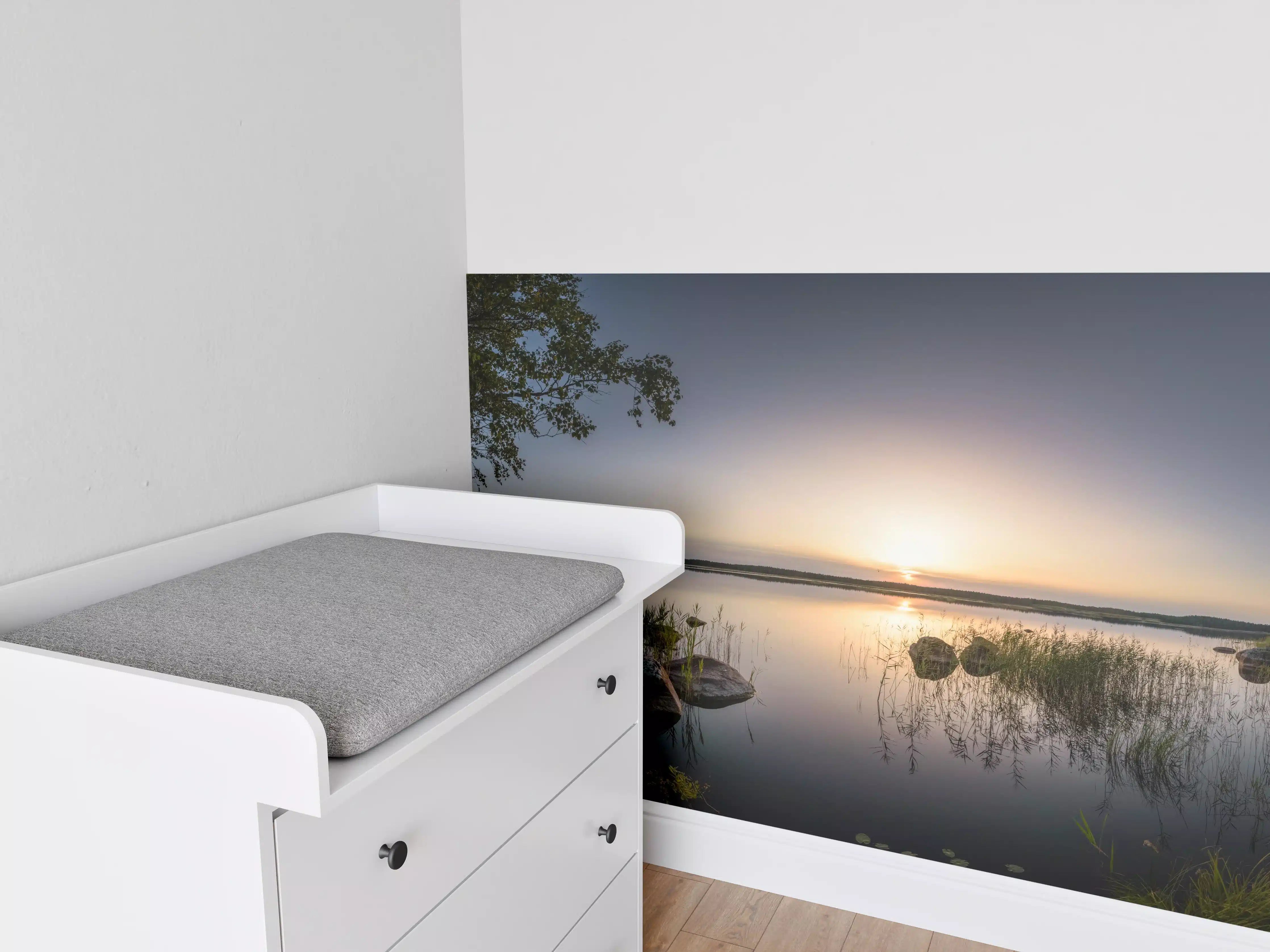 Babyzimmer Wandgestaltung - Landschaft in der Dämmerung - Sonnenuntergang