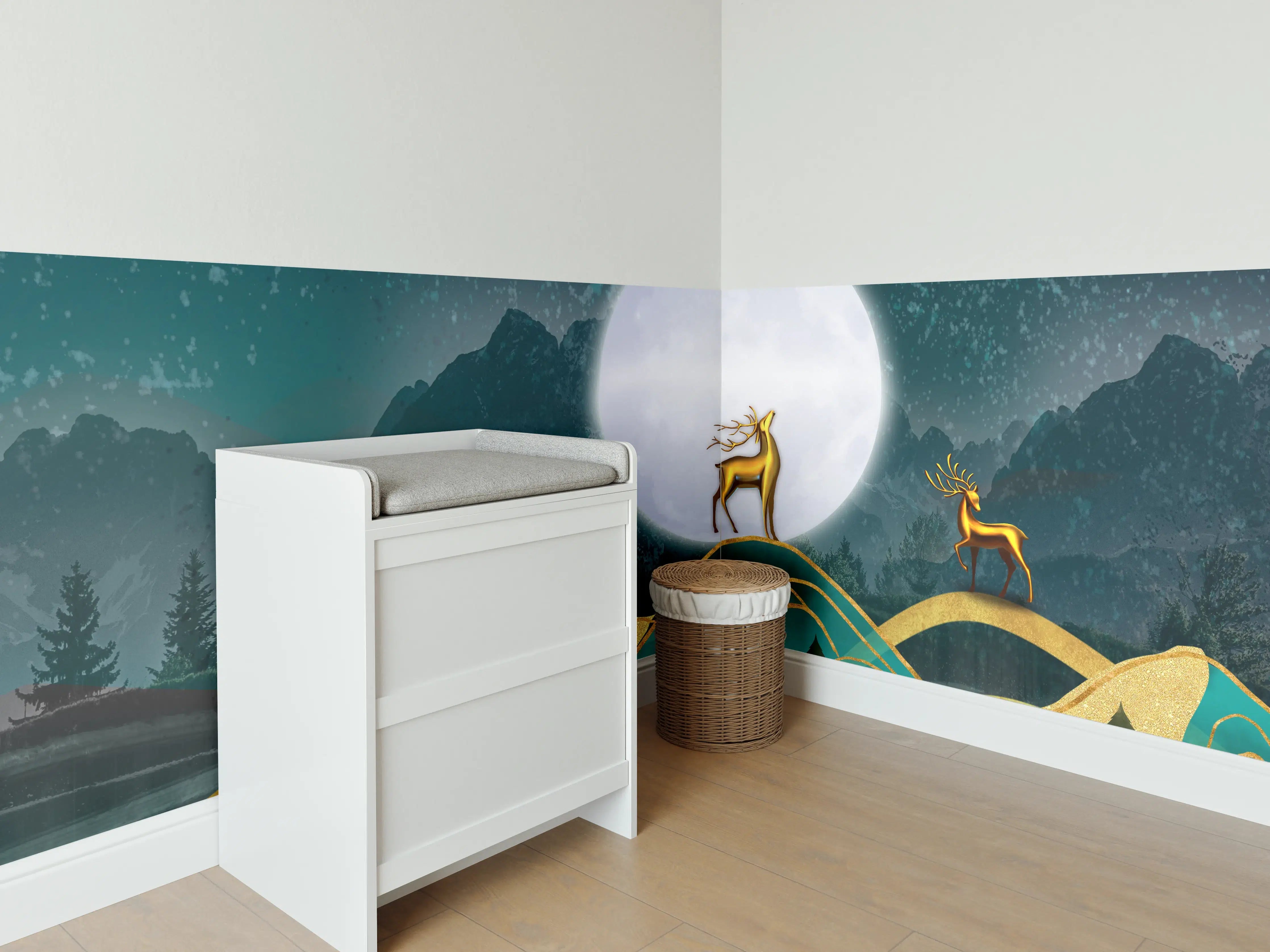 Babyzimmer Wandgestaltung - Landschafts Darstellung - Grafik