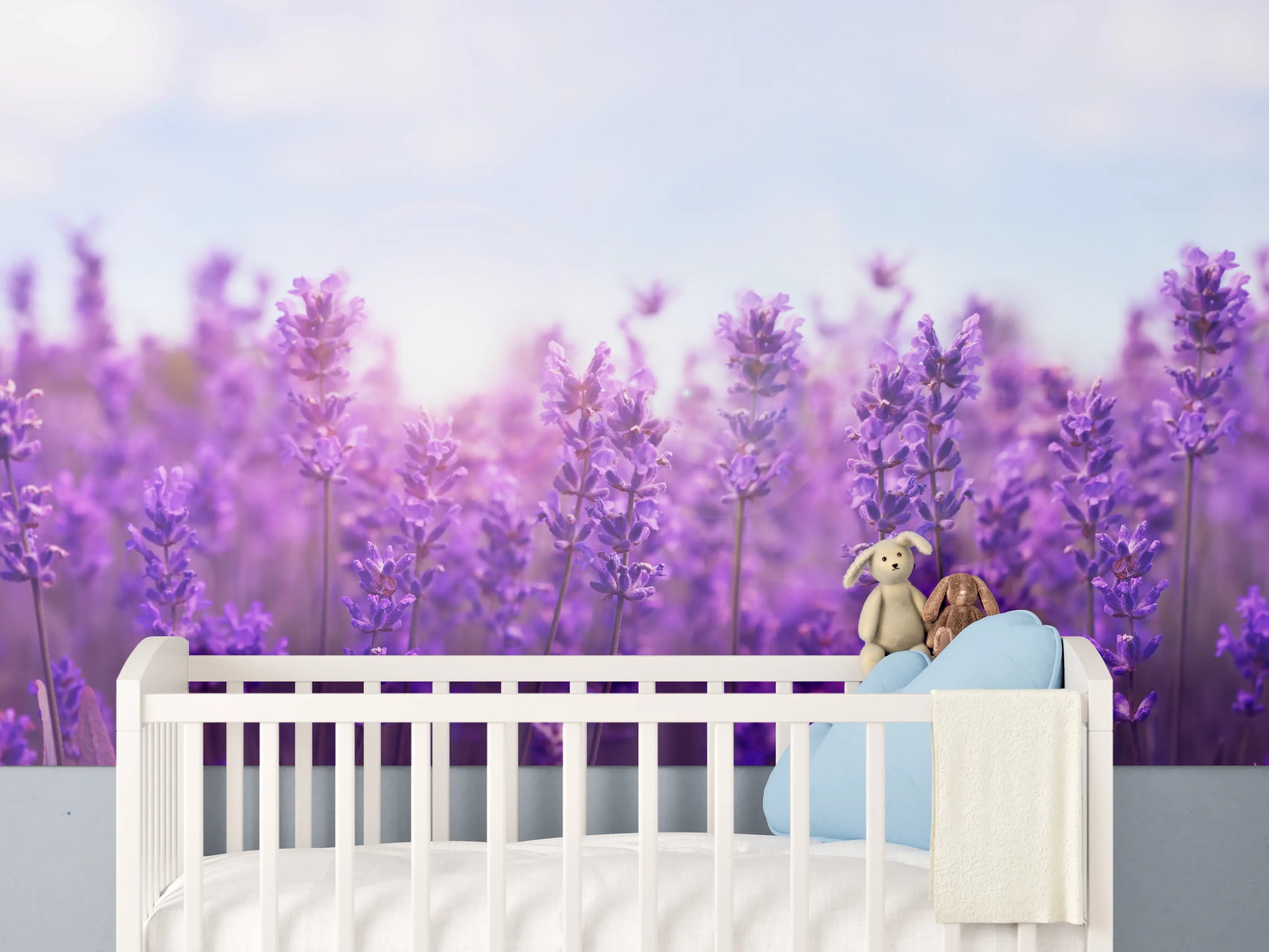 Babyzimmer Wandgestaltung - Lavendelfeld in Lila