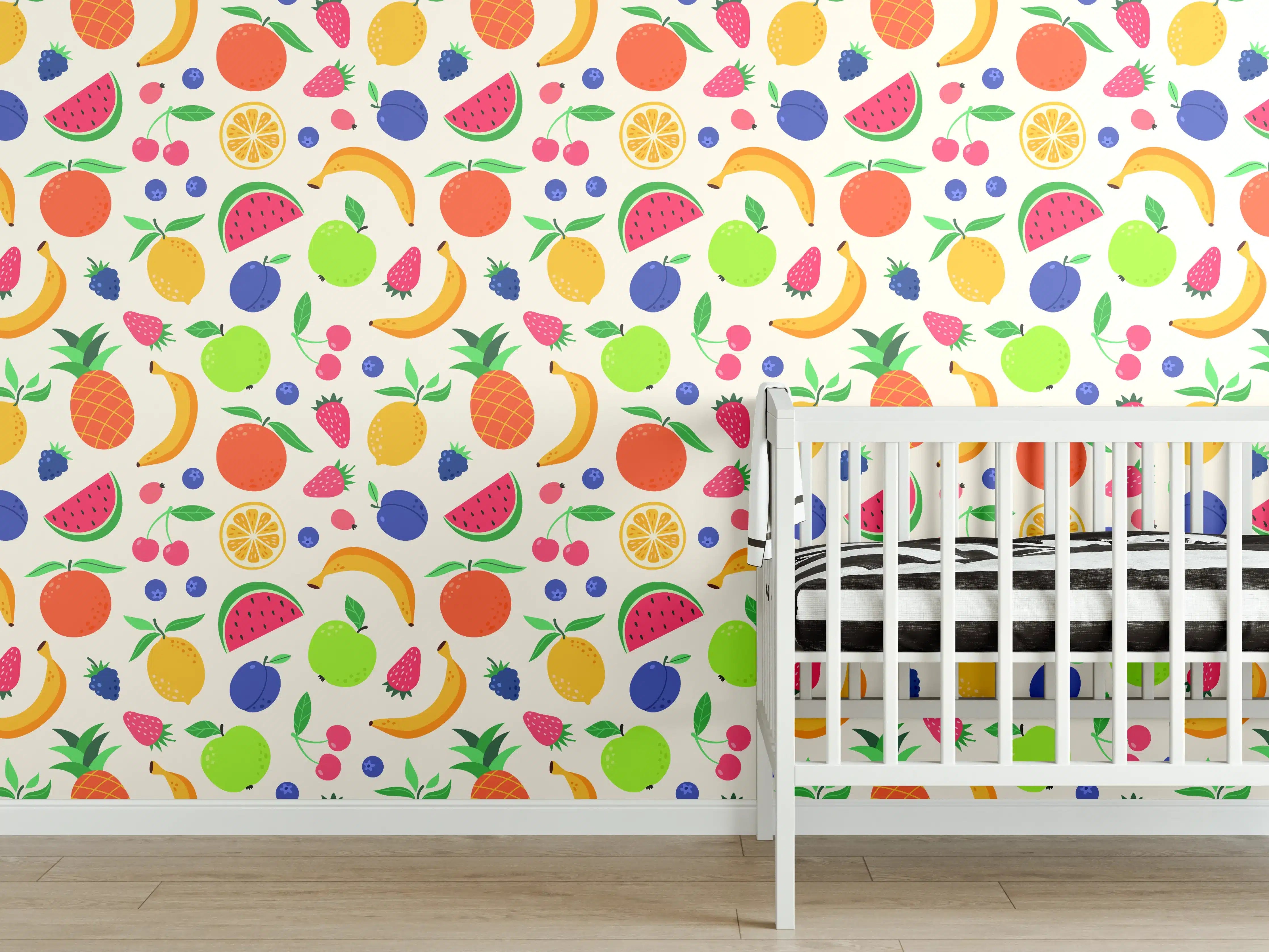 Babyzimmer Wandgestaltung - Lebendige Obst- und Gemüsethemen