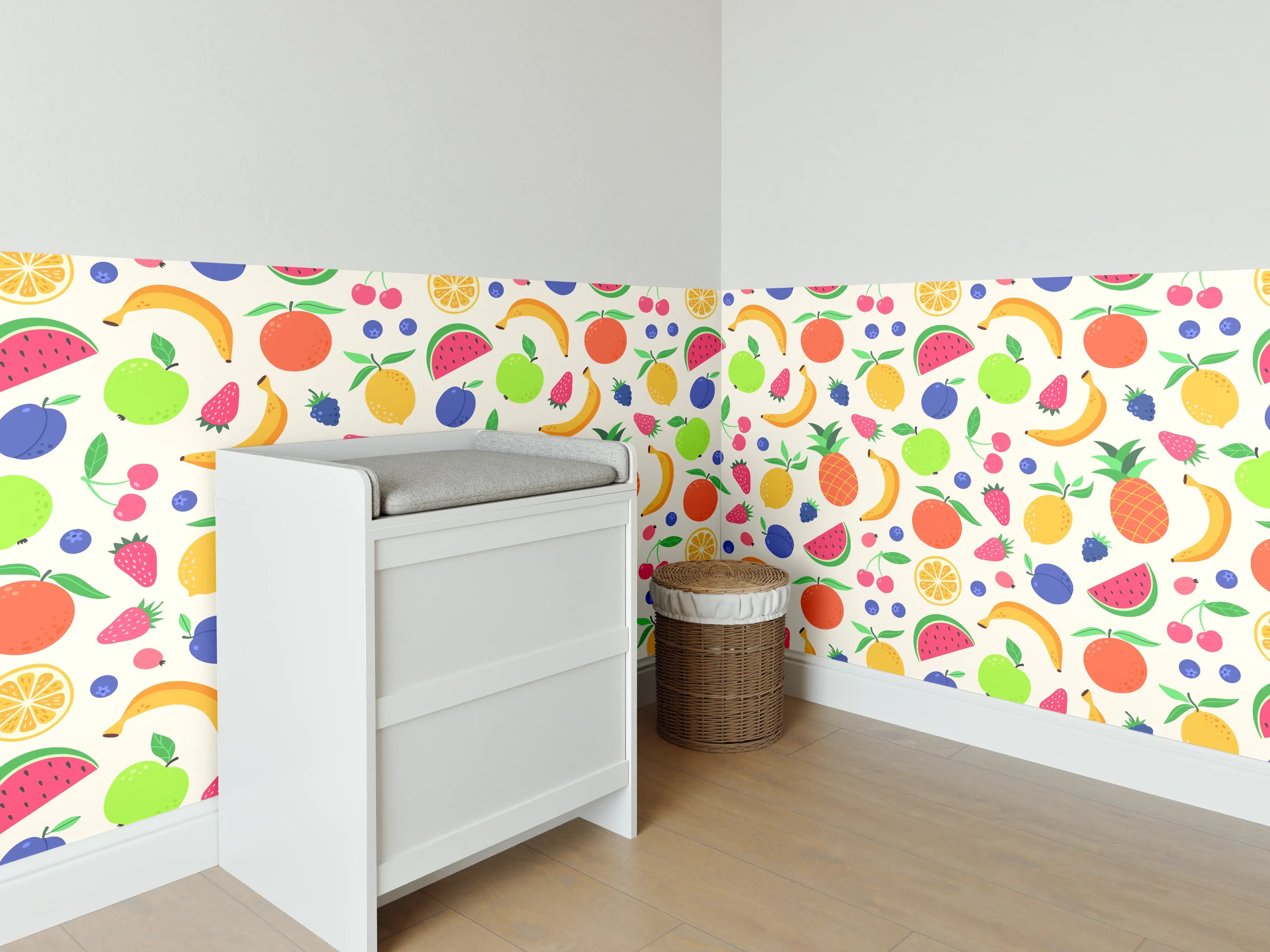 Babyzimmer Wandgestaltung - Lebendige Obst- und Gemüsethemen