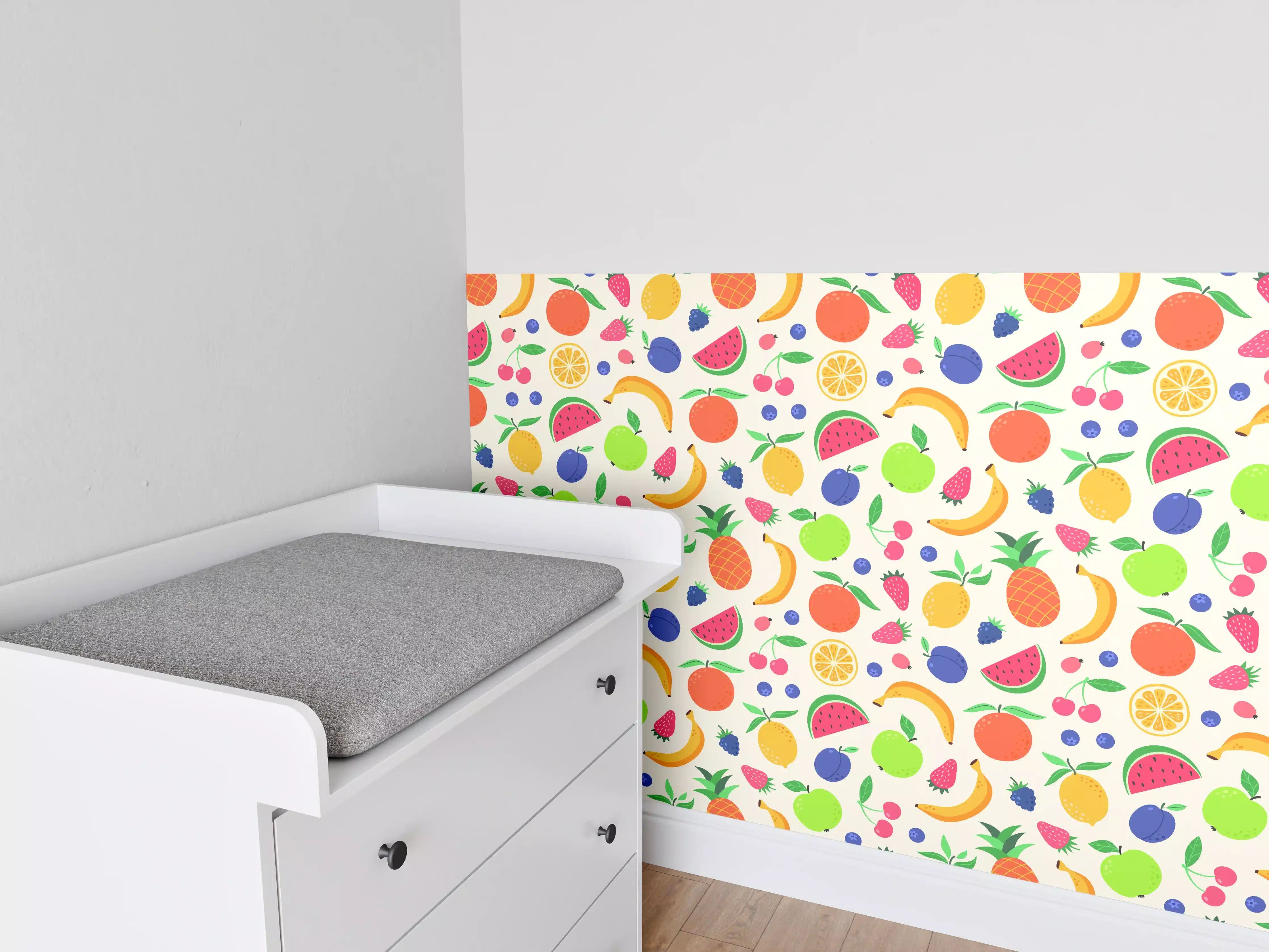 Babyzimmer Wandgestaltung - Lebendige Obst- und Gemüsethemen