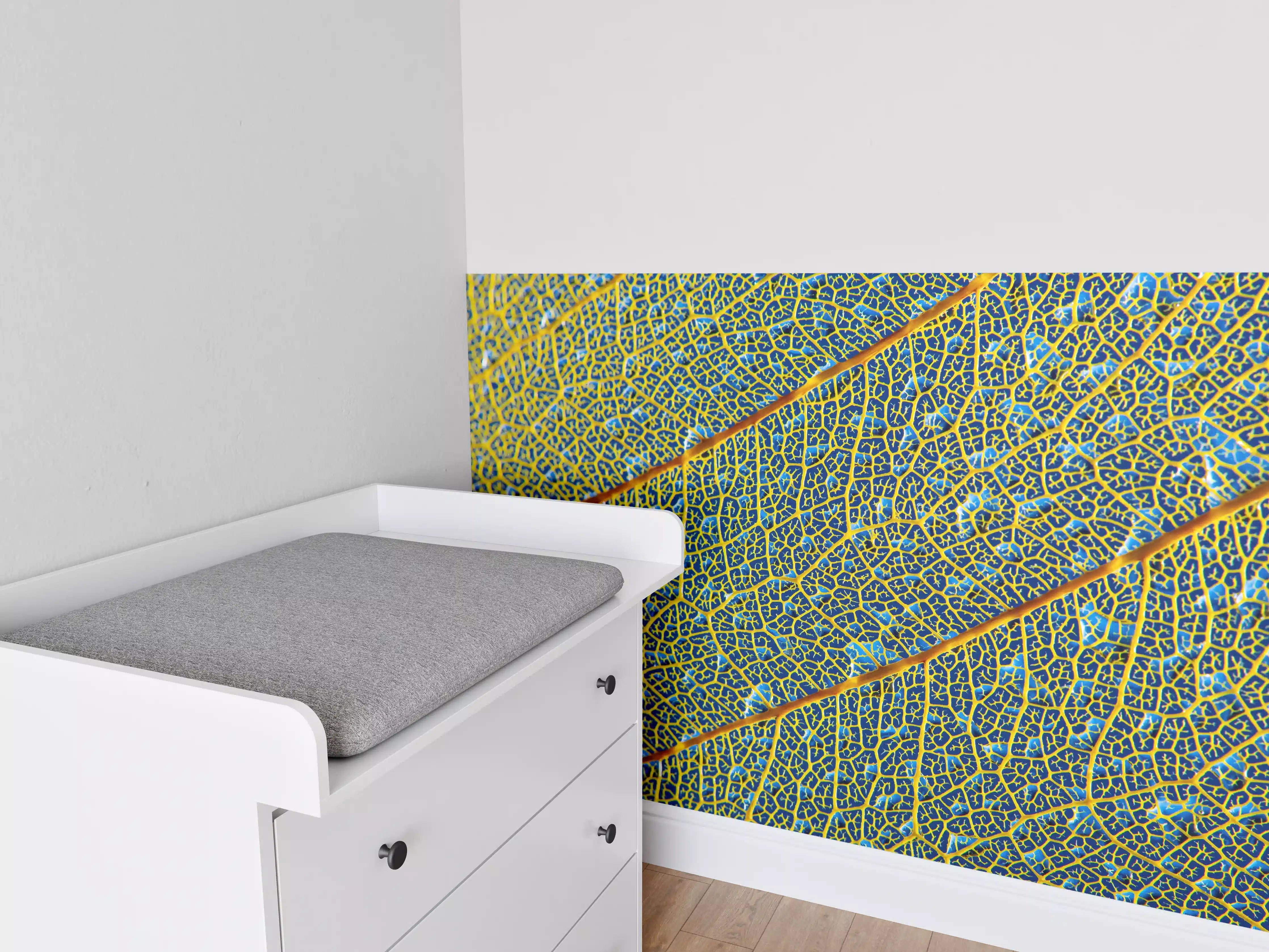 Babyzimmer Wandgestaltung - Leuchtend Gelbes Blattadern Makro
