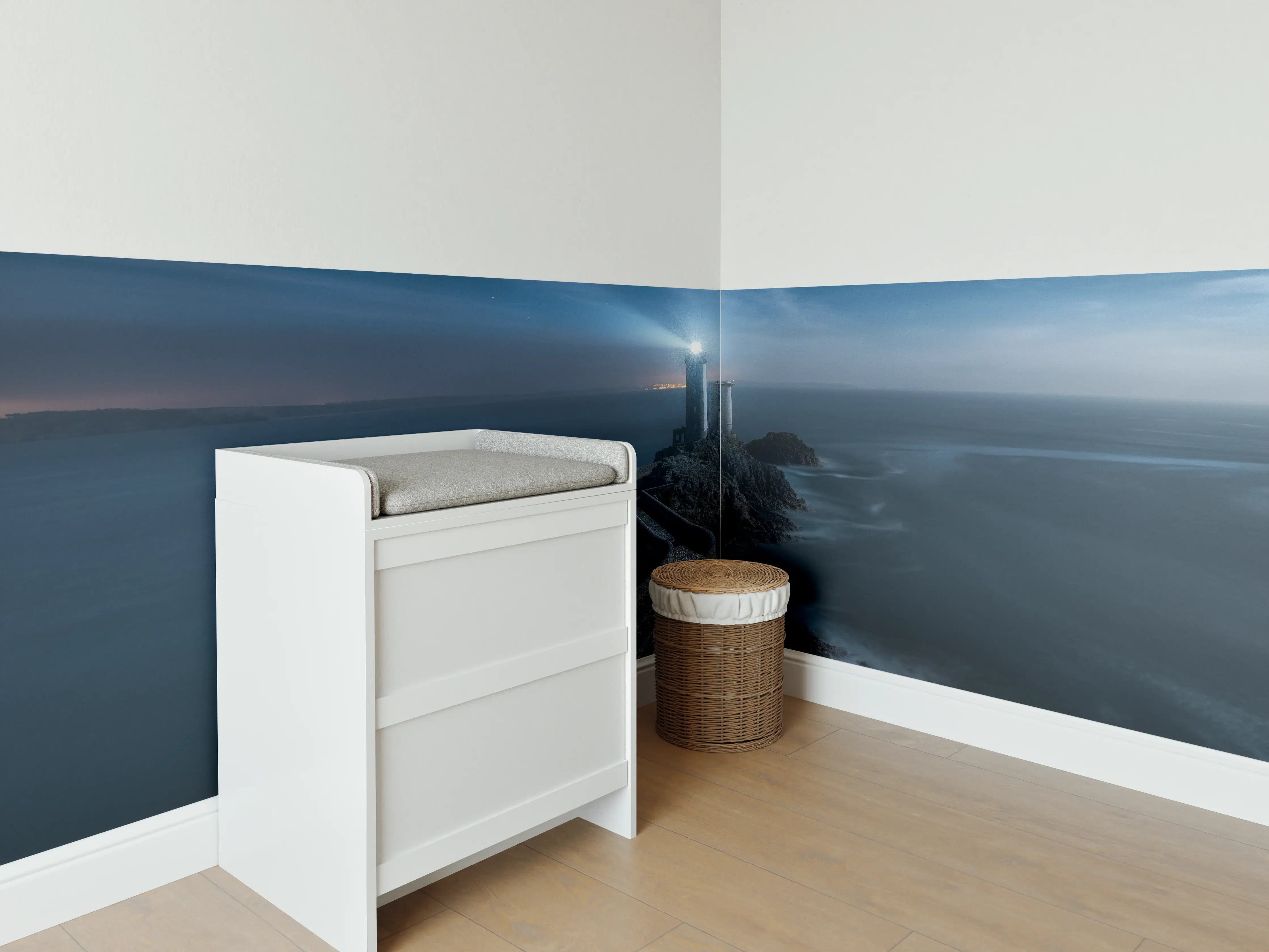 Babyzimmer Wandgestaltung - Leuchtturm - Nächtlich