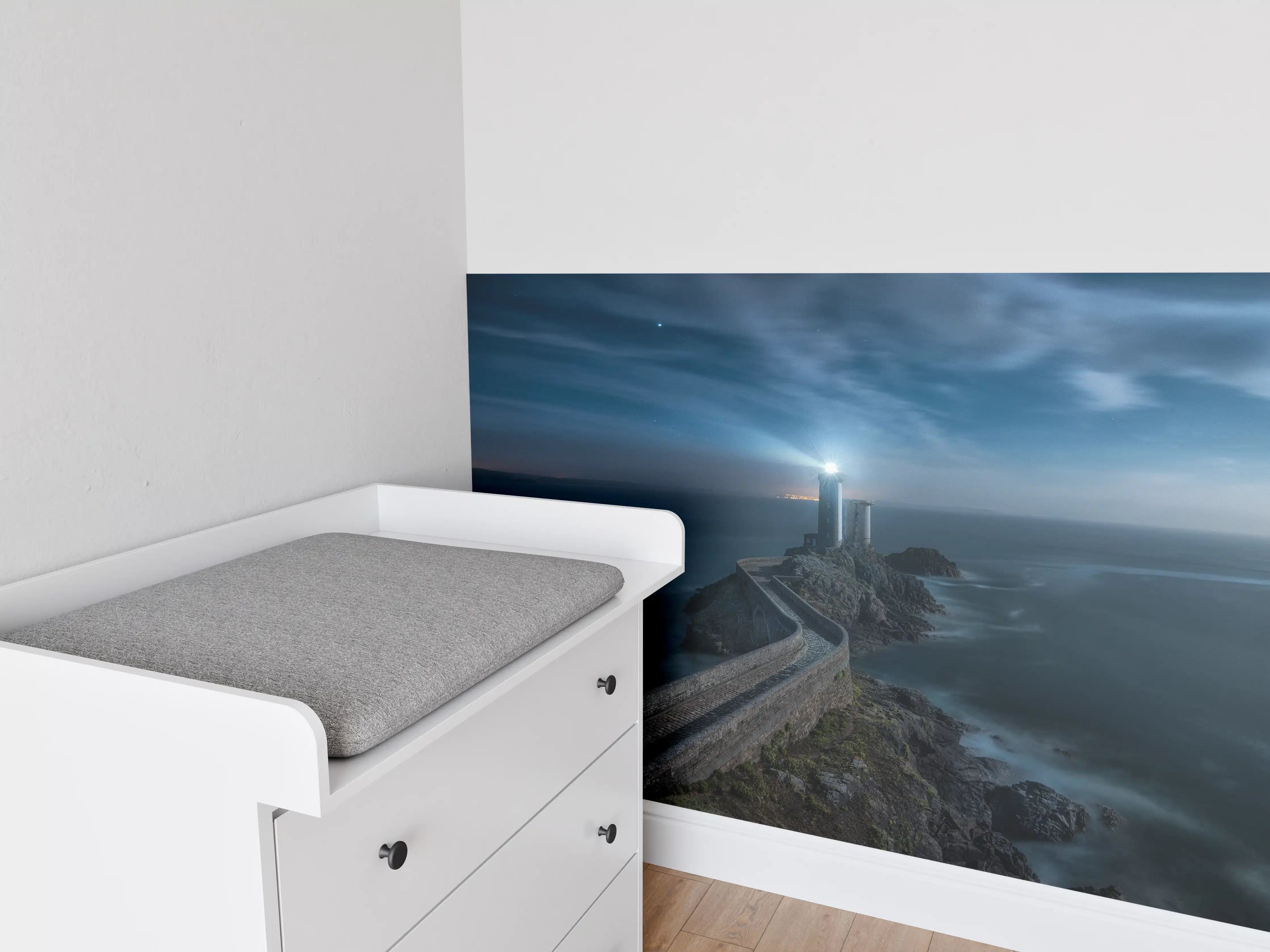 Babyzimmer Wandgestaltung - Leuchtturm - Nächtlich