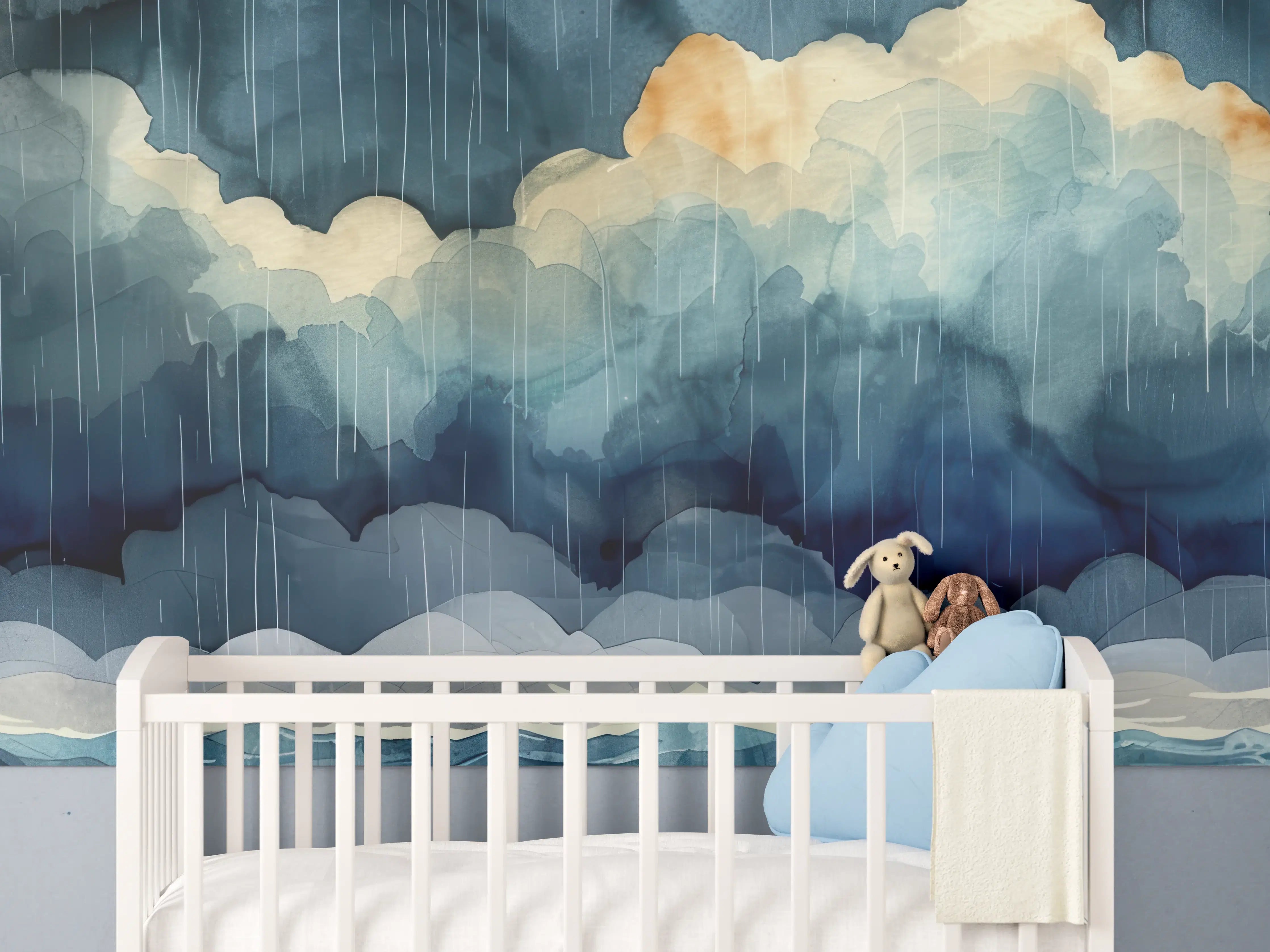 Babyzimmer Wandgestaltung - Leuchtturm im Sturm