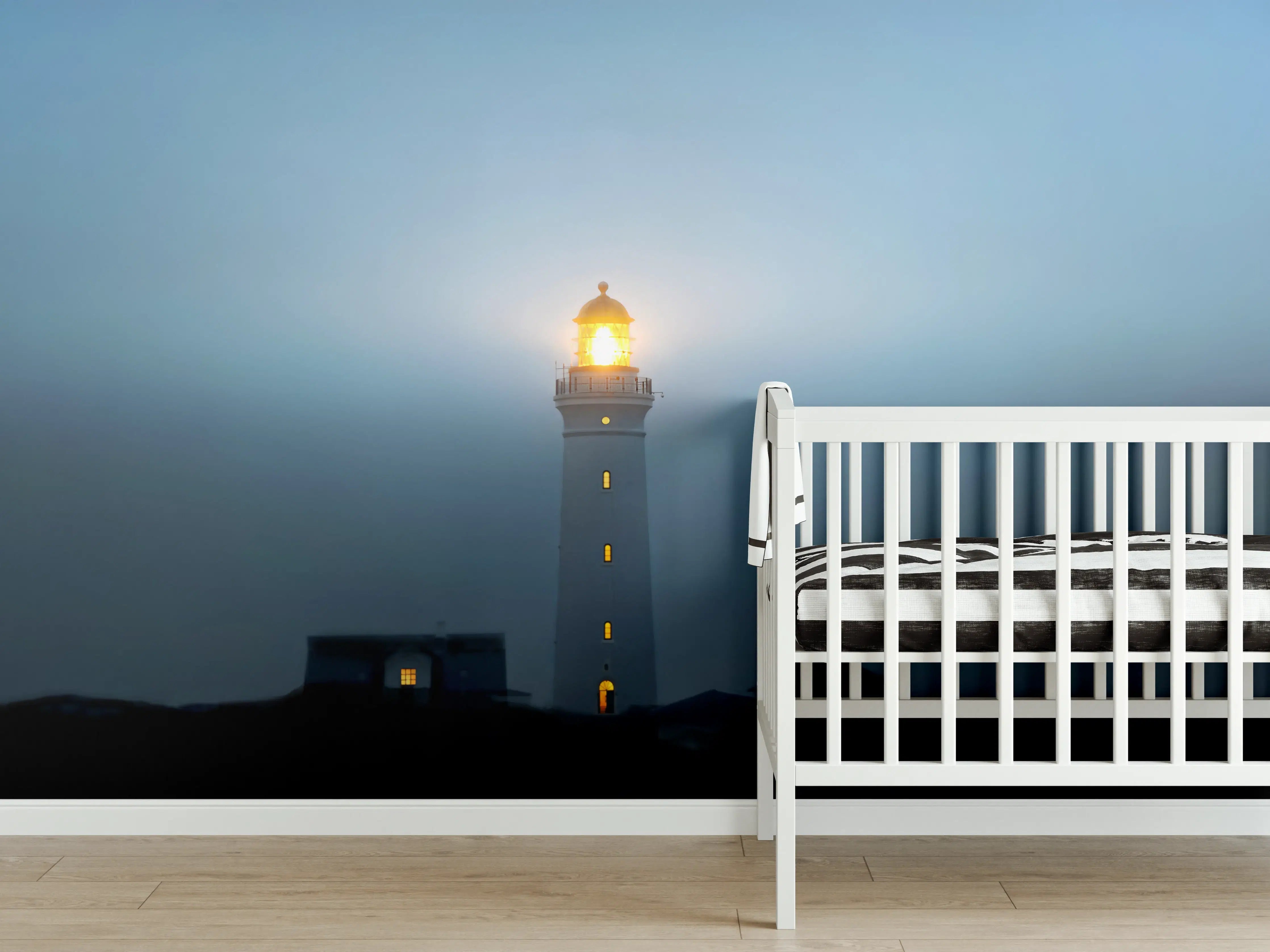 Babyzimmer Wandgestaltung - Leuchtturm im dunkeln