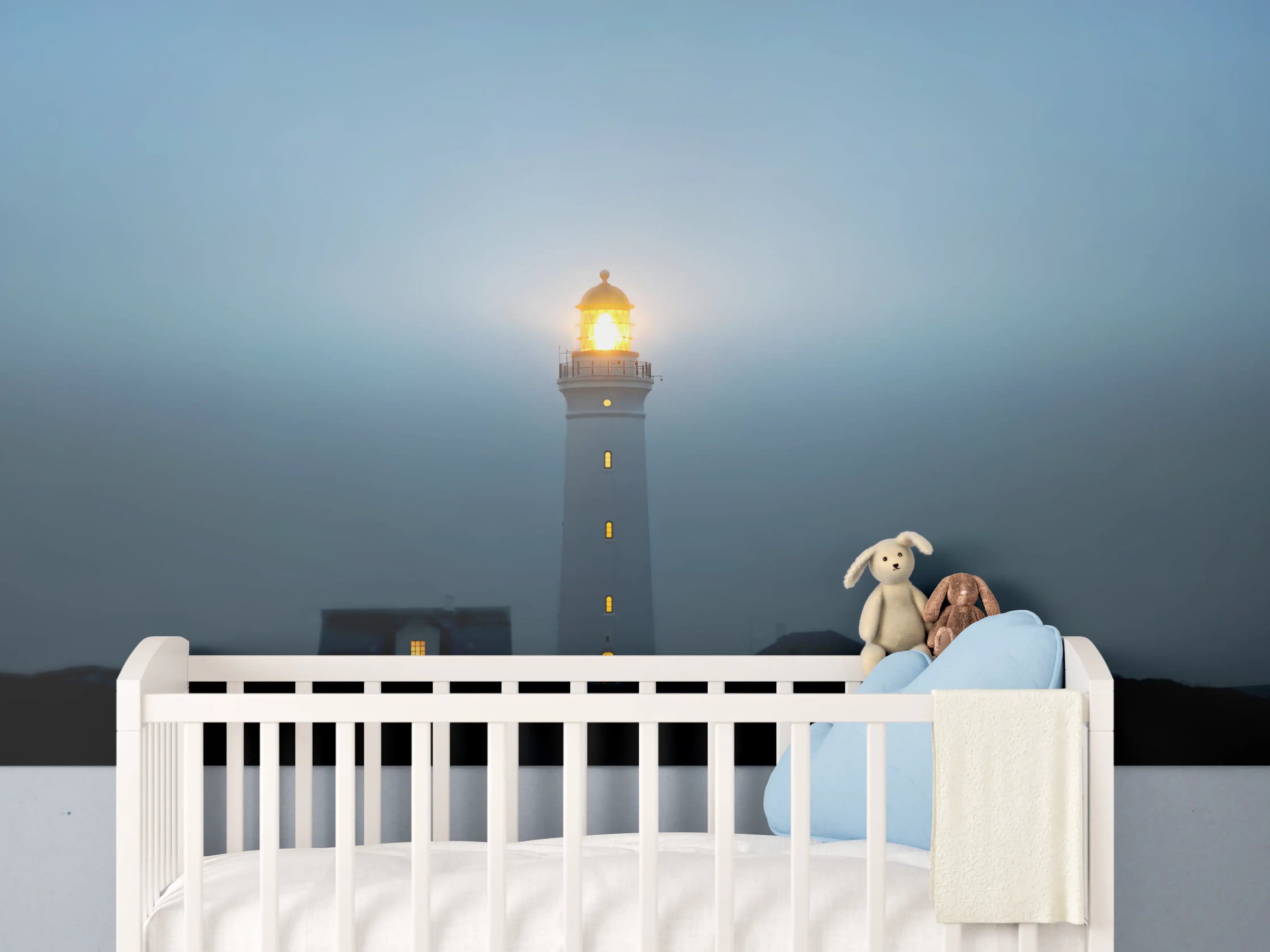 Babyzimmer Wandgestaltung - Leuchtturm im dunkeln