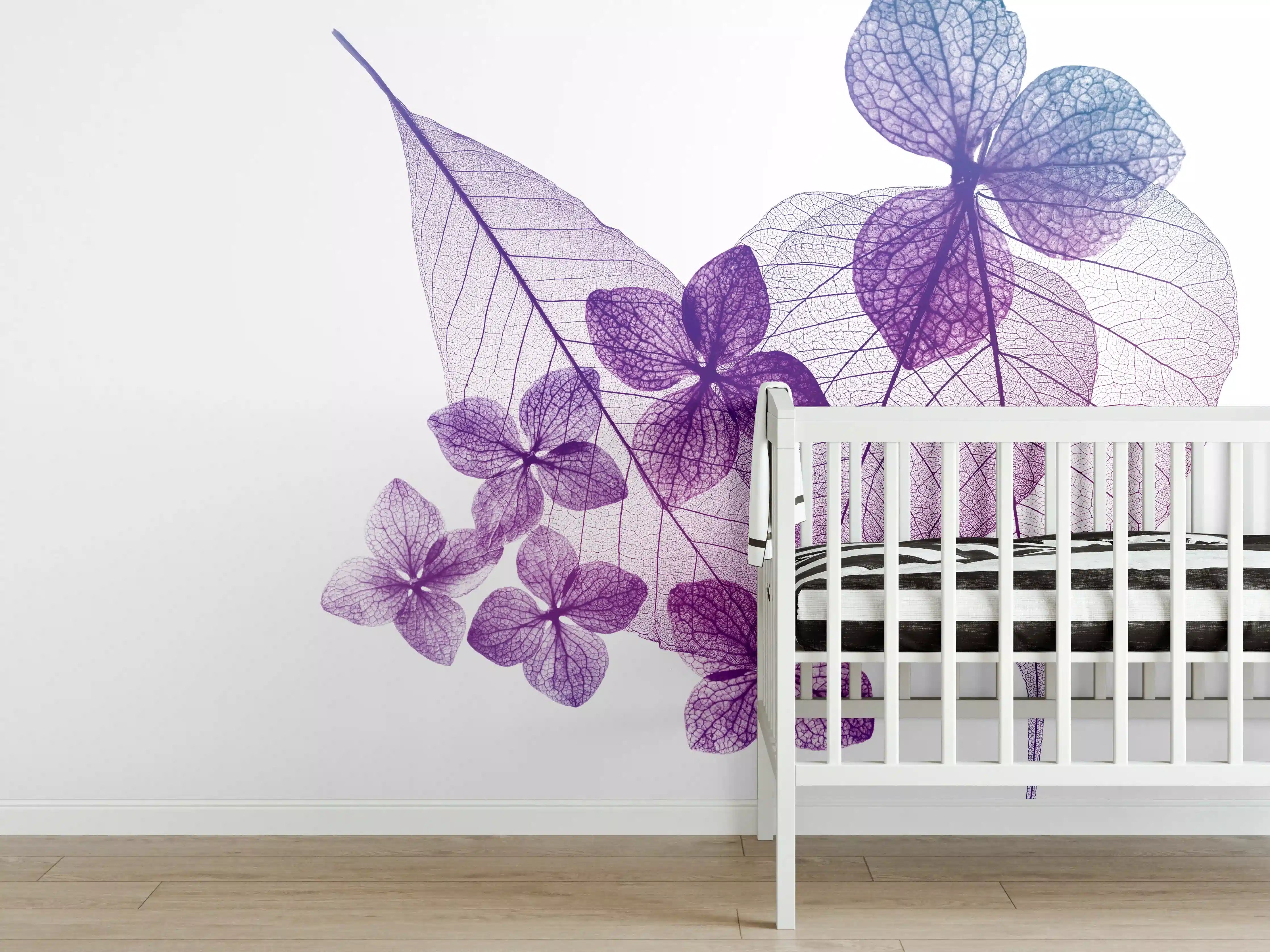 Babyzimmer Wandgestaltung - Lila Blattmuster Textur Makro