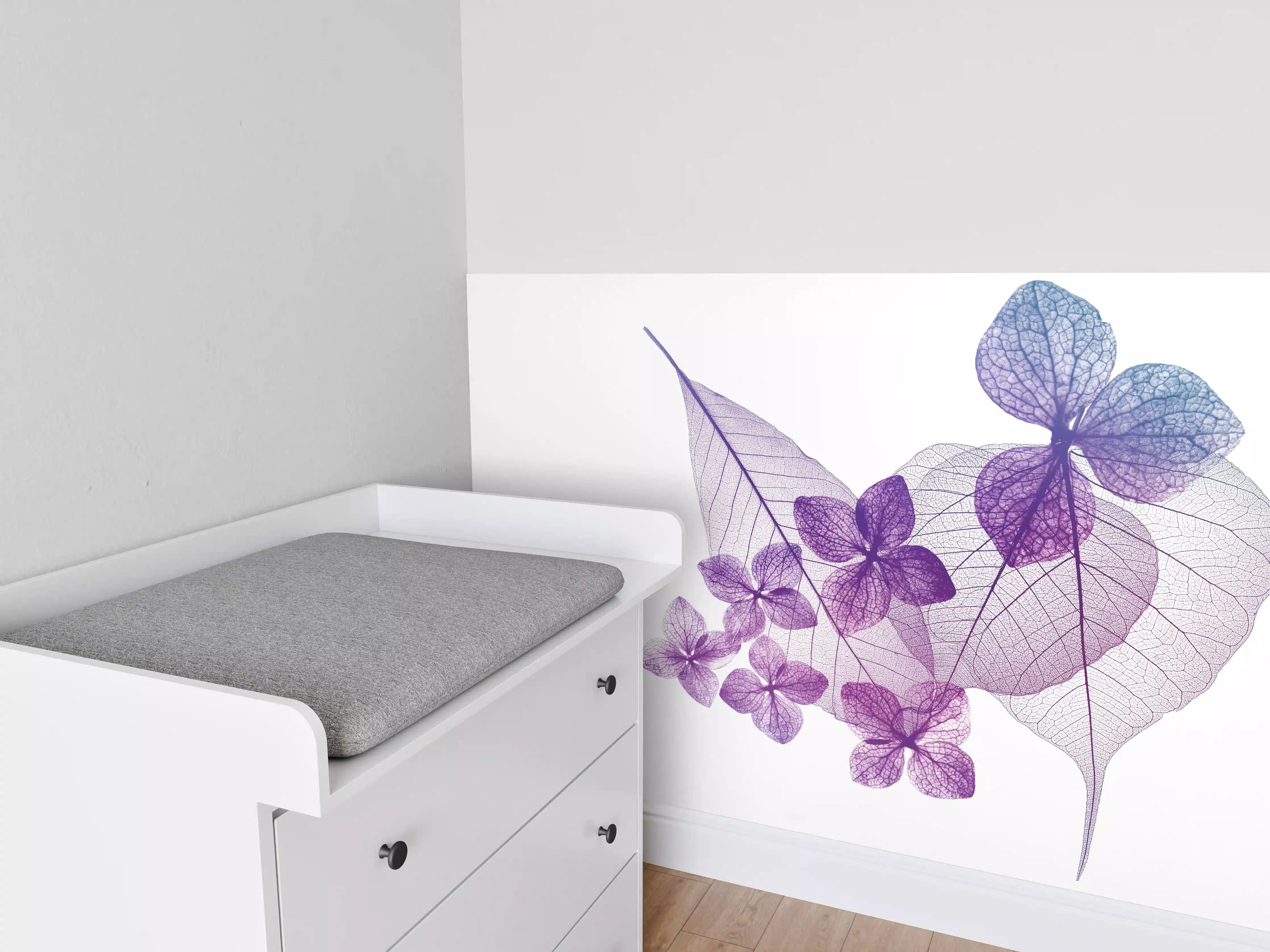 Babyzimmer Wandgestaltung - Lila Blattmuster Textur Makro