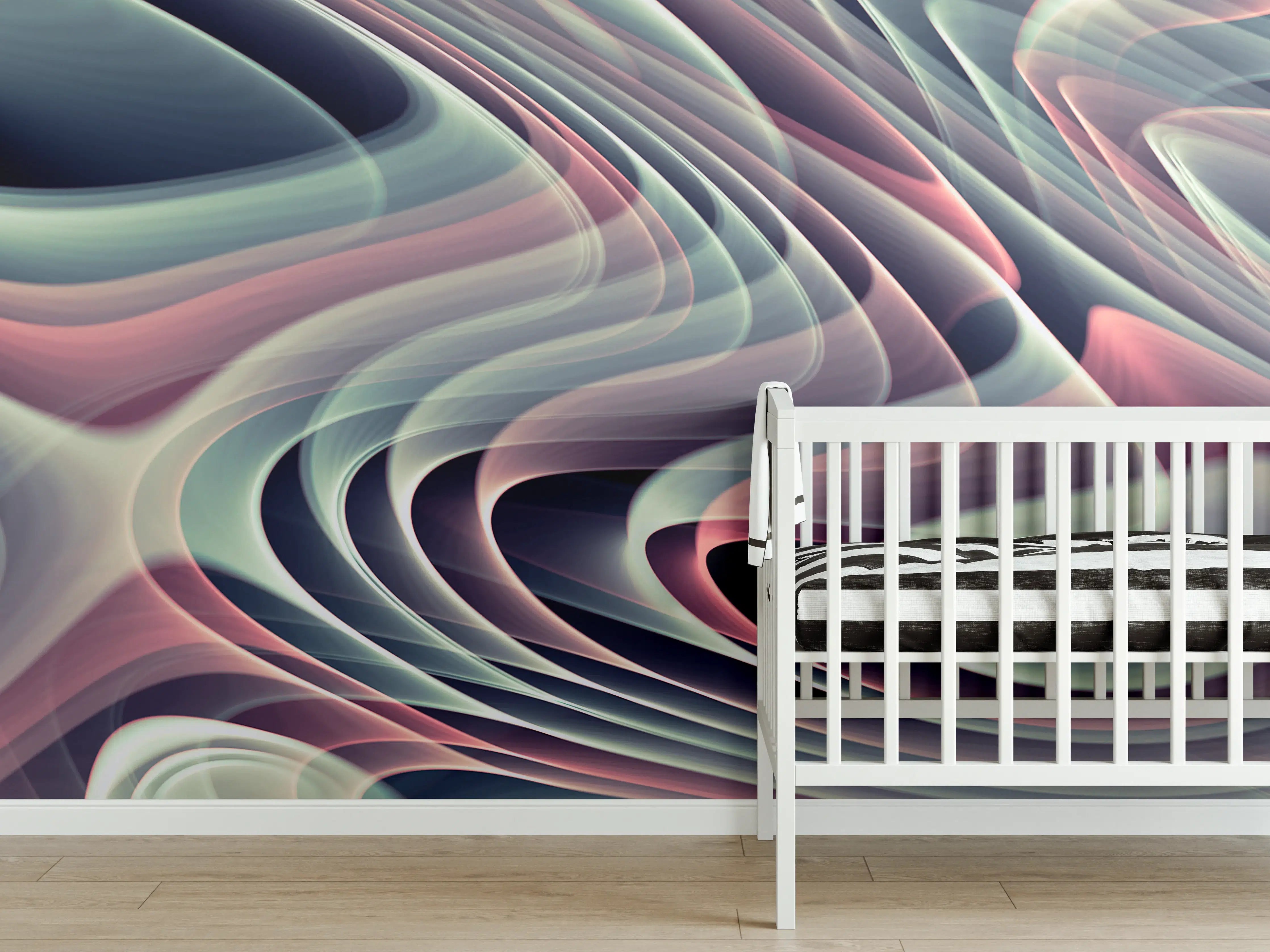 Babyzimmer Wandgestaltung - Linienartiger Hintergrund - Abstrakt