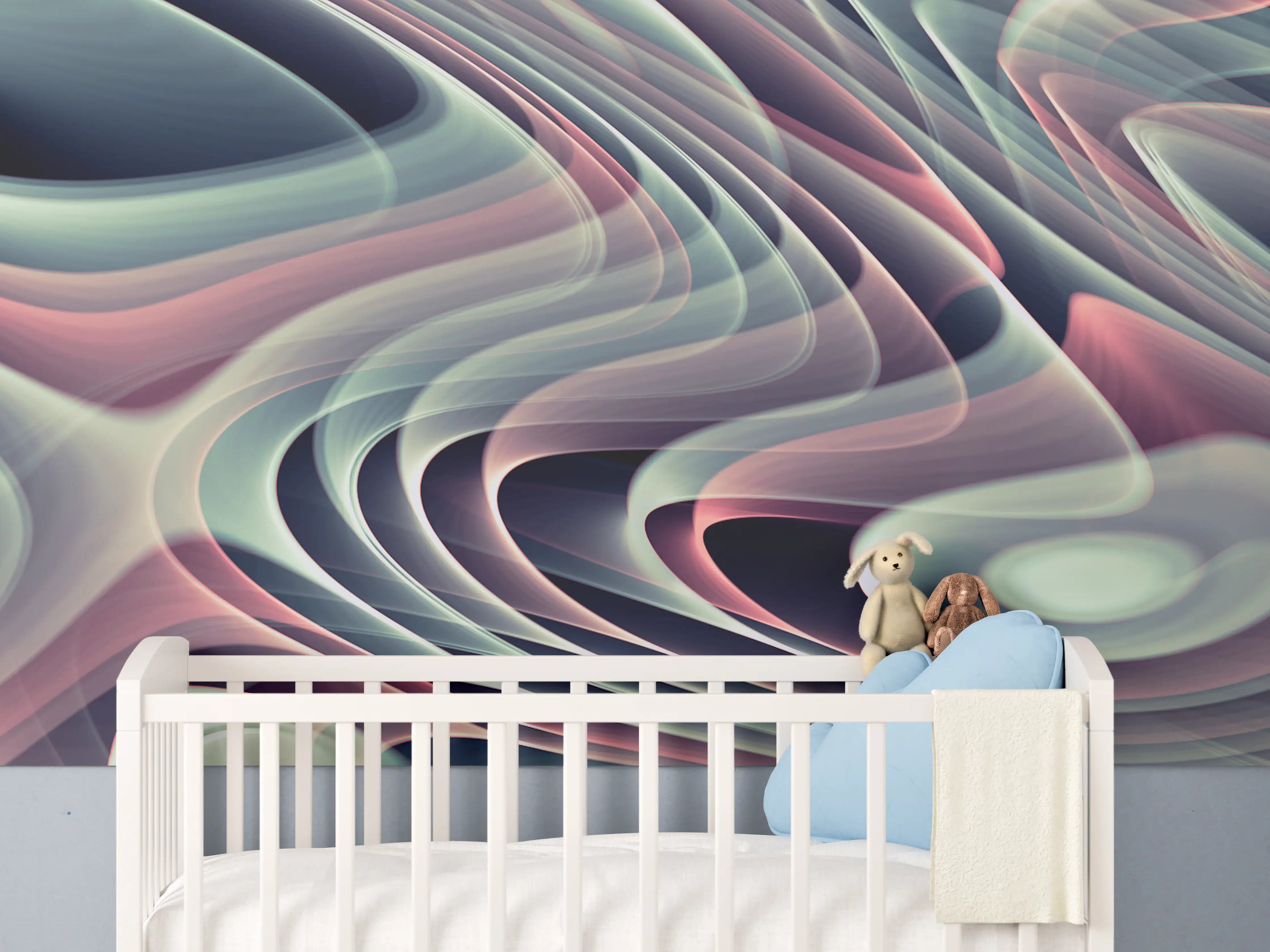 Babyzimmer Wandgestaltung - Linienartiger Hintergrund - Abstrakt