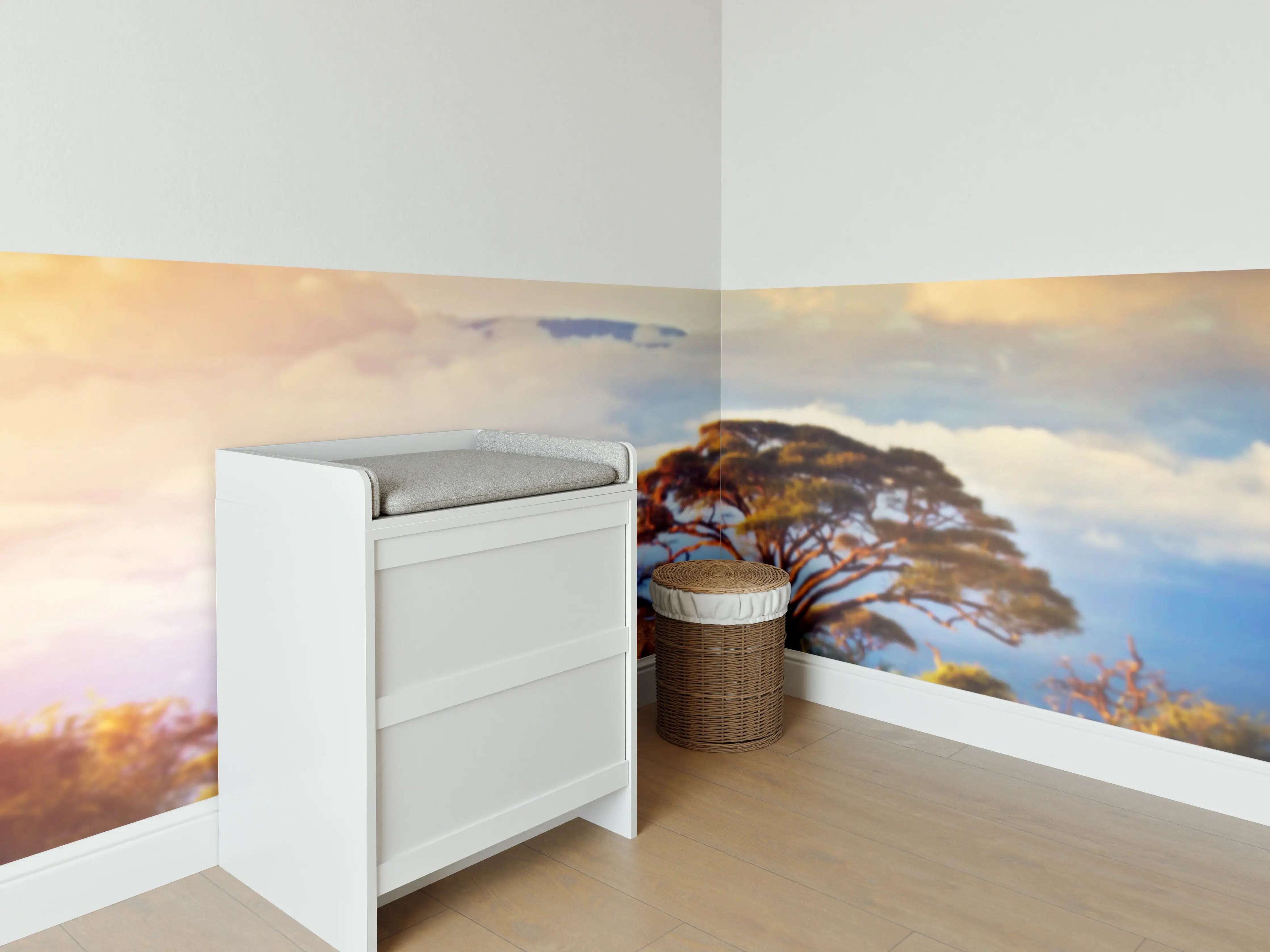 Babyzimmer Wandgestaltung - Löwe bei Sonnenuntergang