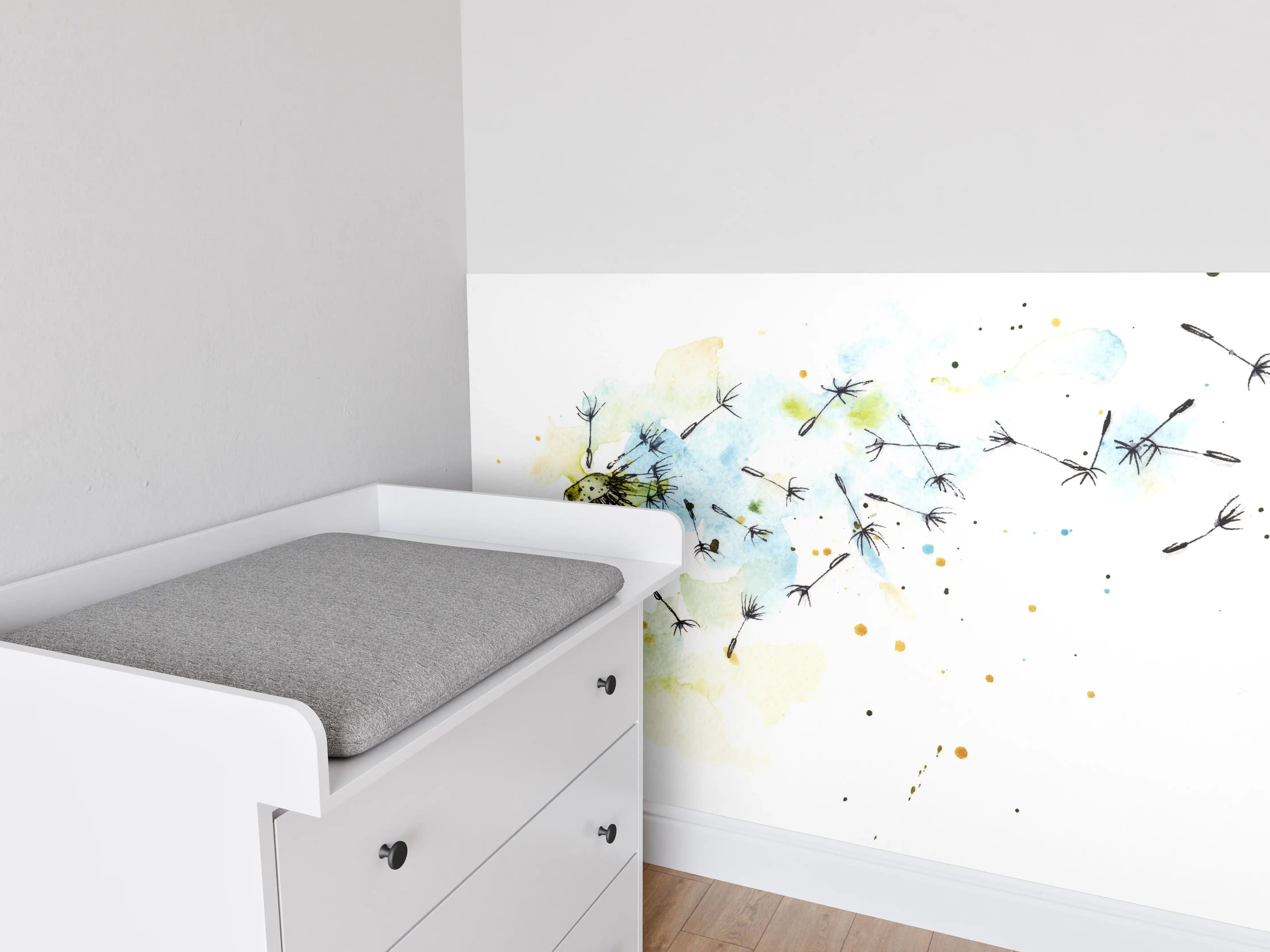 Babyzimmer Wandgestaltung - Löwenzahn Aquarell