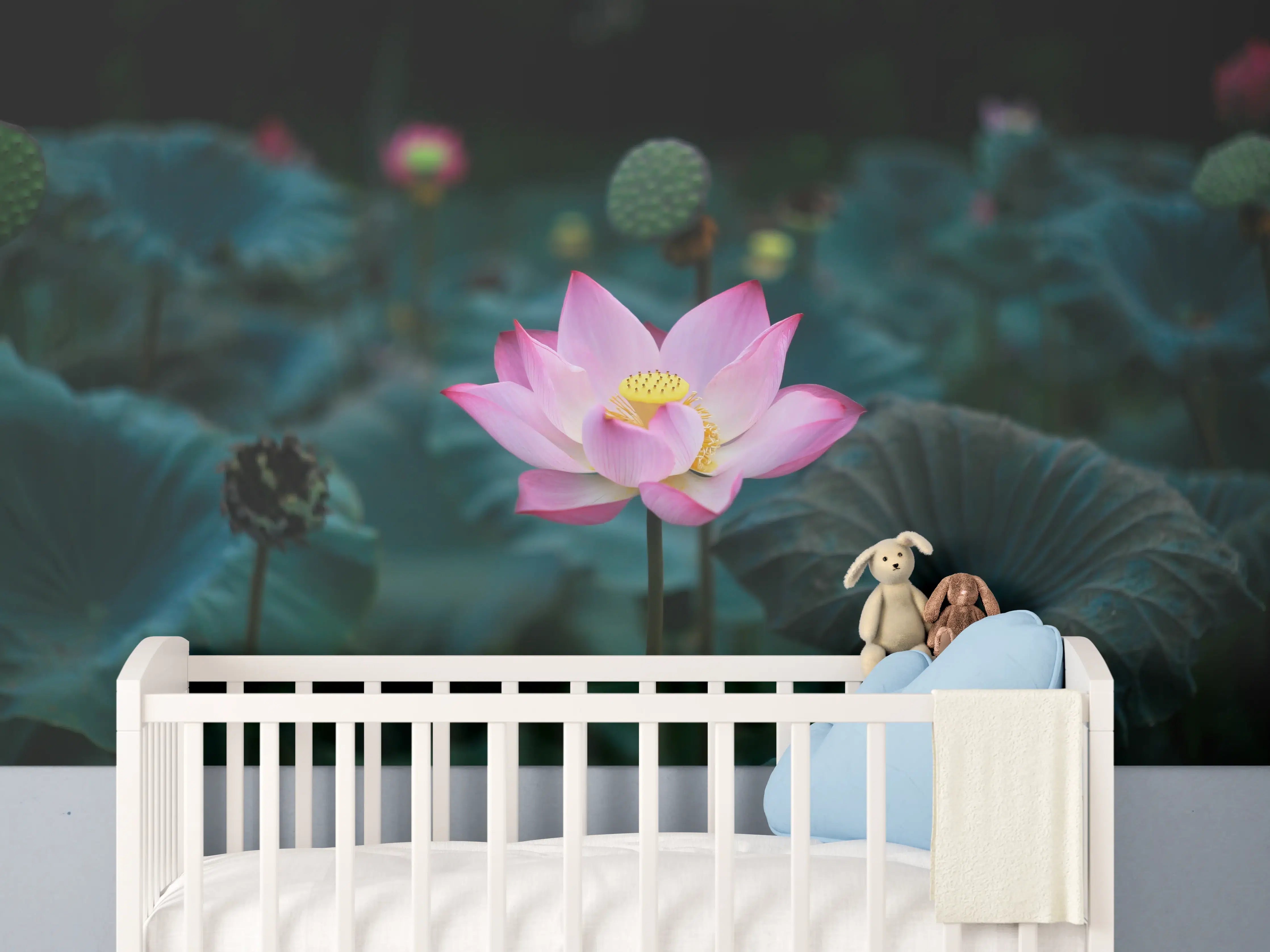 Babyzimmer Wandgestaltung - Lotosblume im Garten