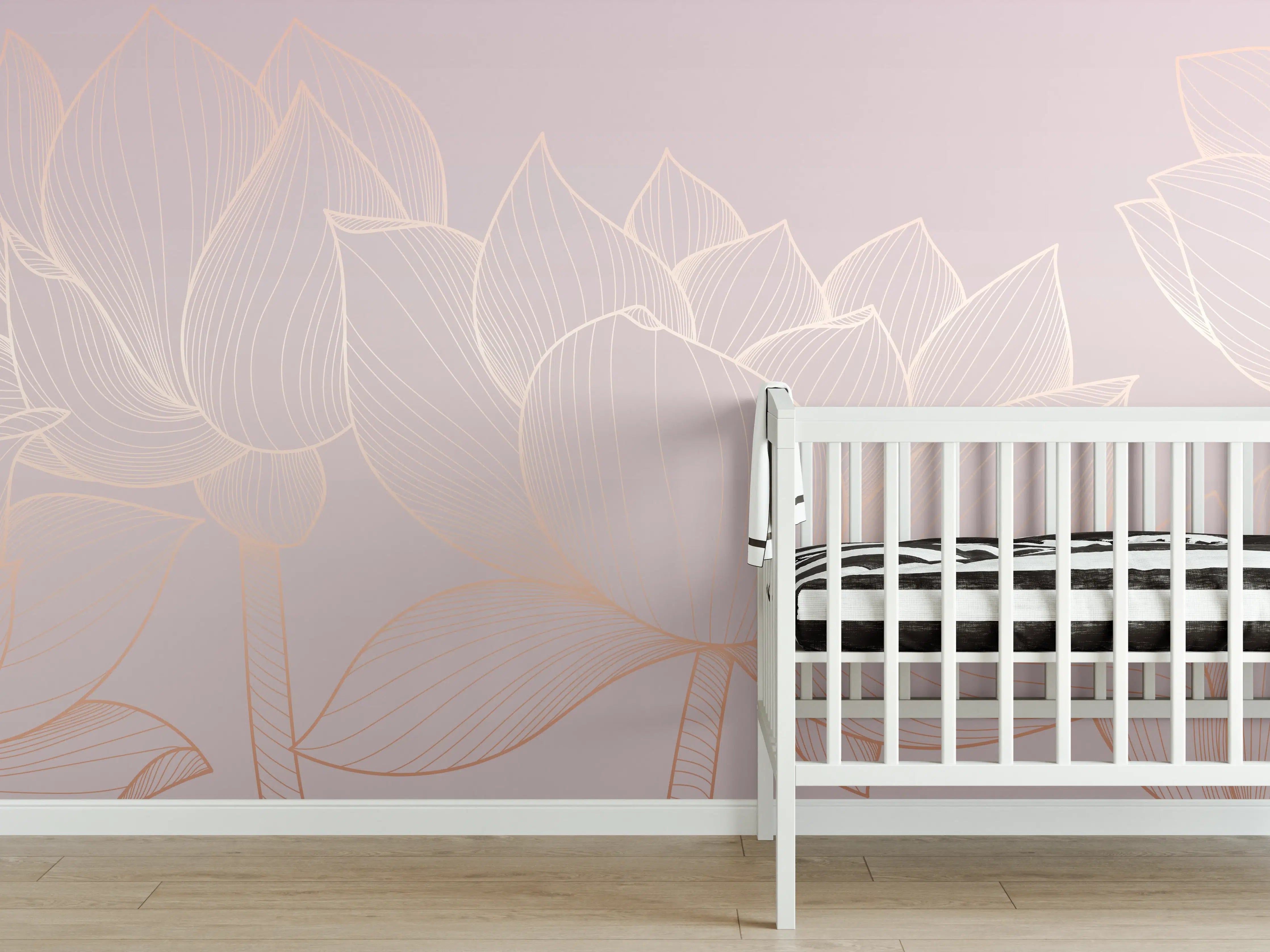 Babyzimmer Wandgestaltung - Lotus-Lineart Pastelltöne