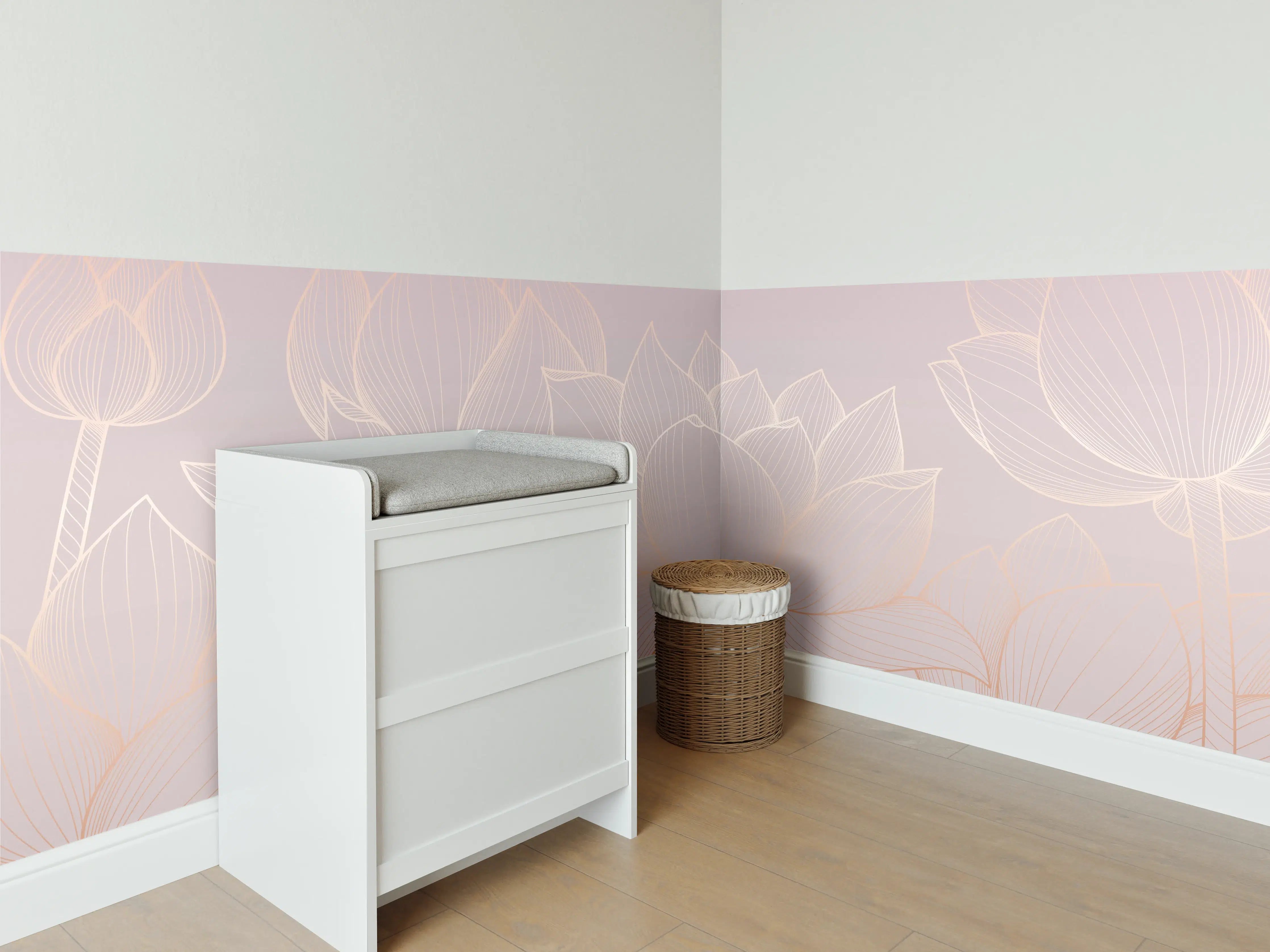 Babyzimmer Wandgestaltung - Lotus-Lineart Pastelltöne