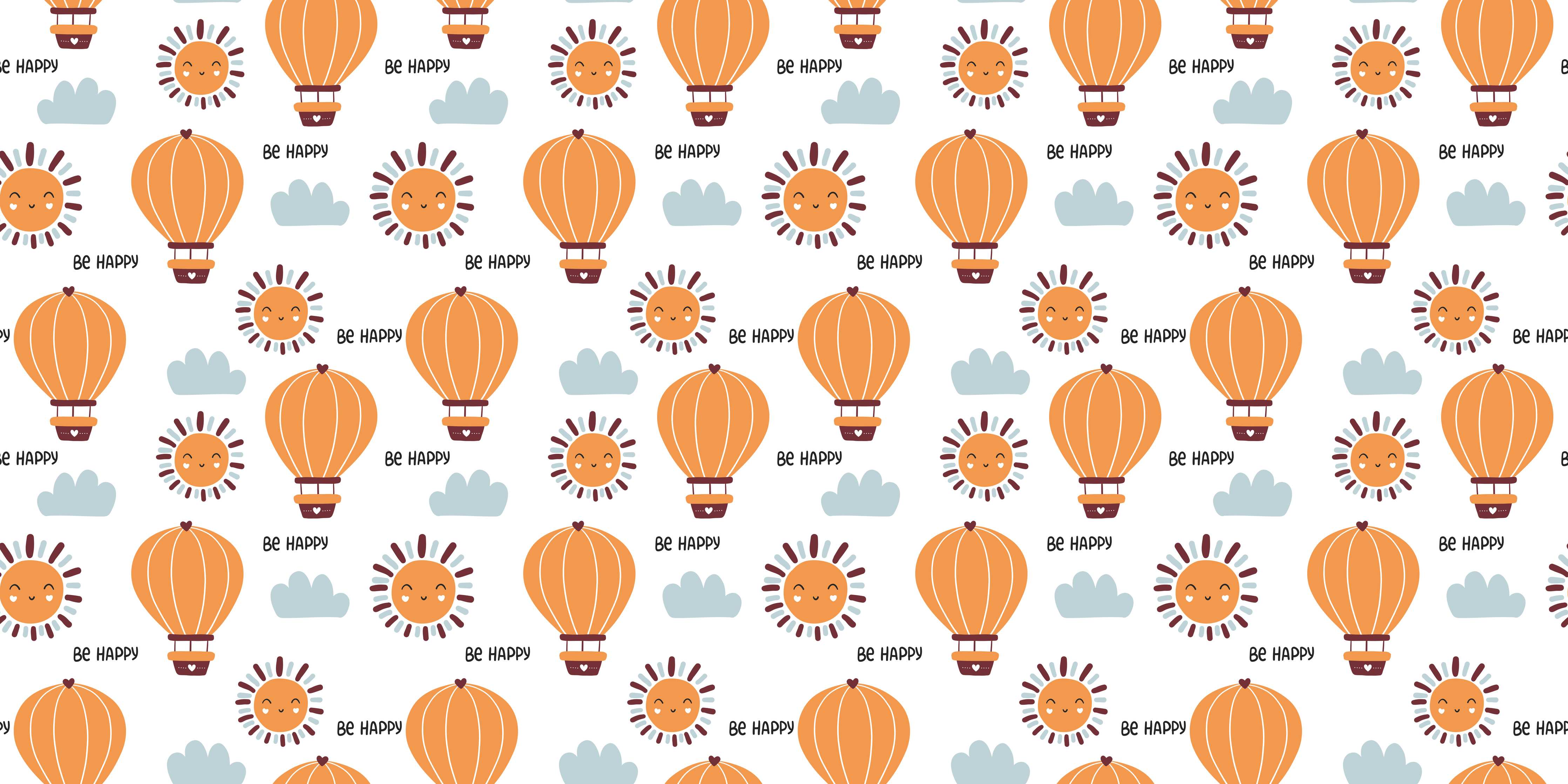 Babyzimmer Wandgestaltung-Luftballons und Sonne in Orange
