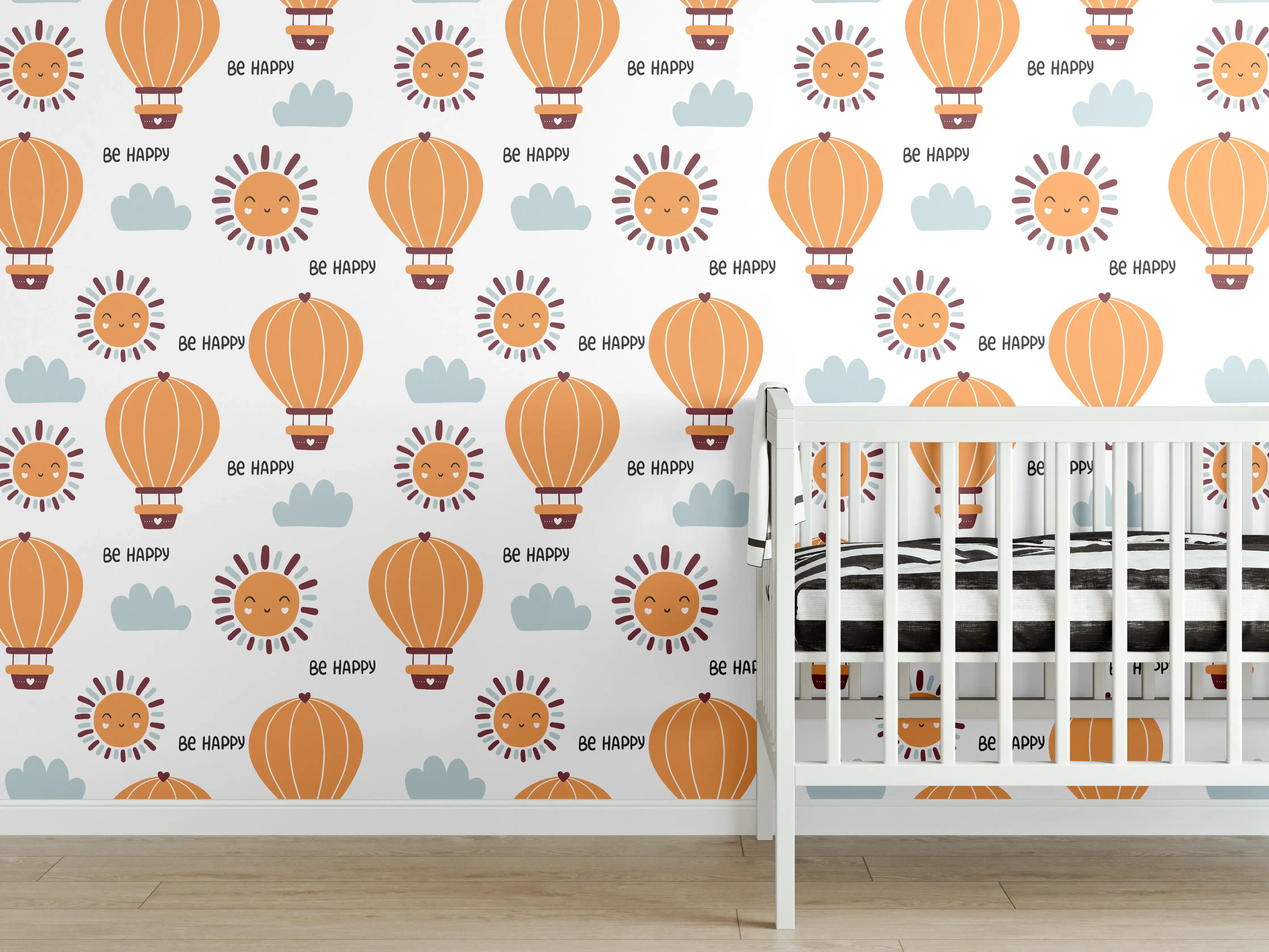 Babyzimmer Wandgestaltung - Luftballons und Sonne in Orange