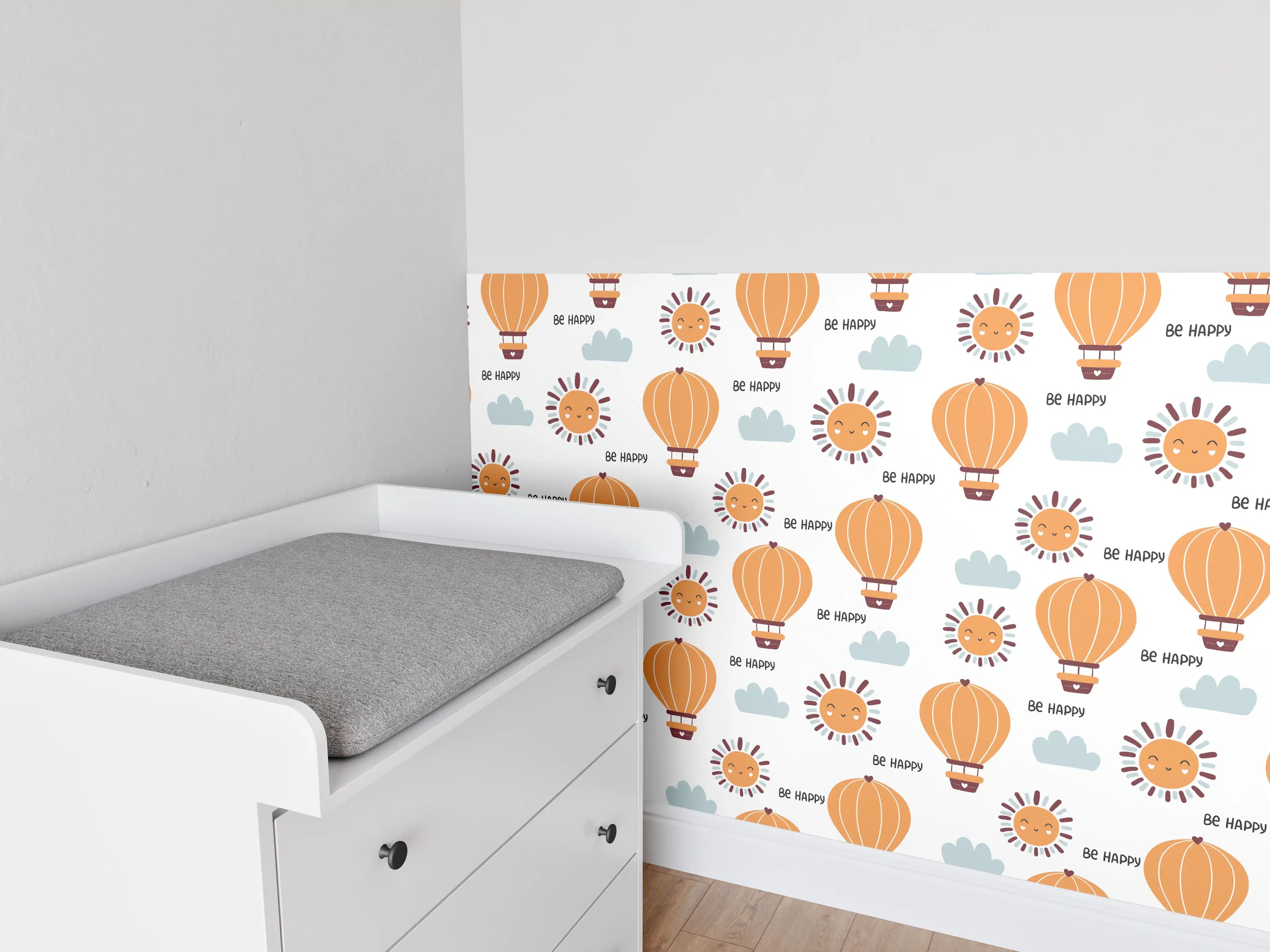 Babyzimmer Wandgestaltung - Luftballons und Sonne in Orange