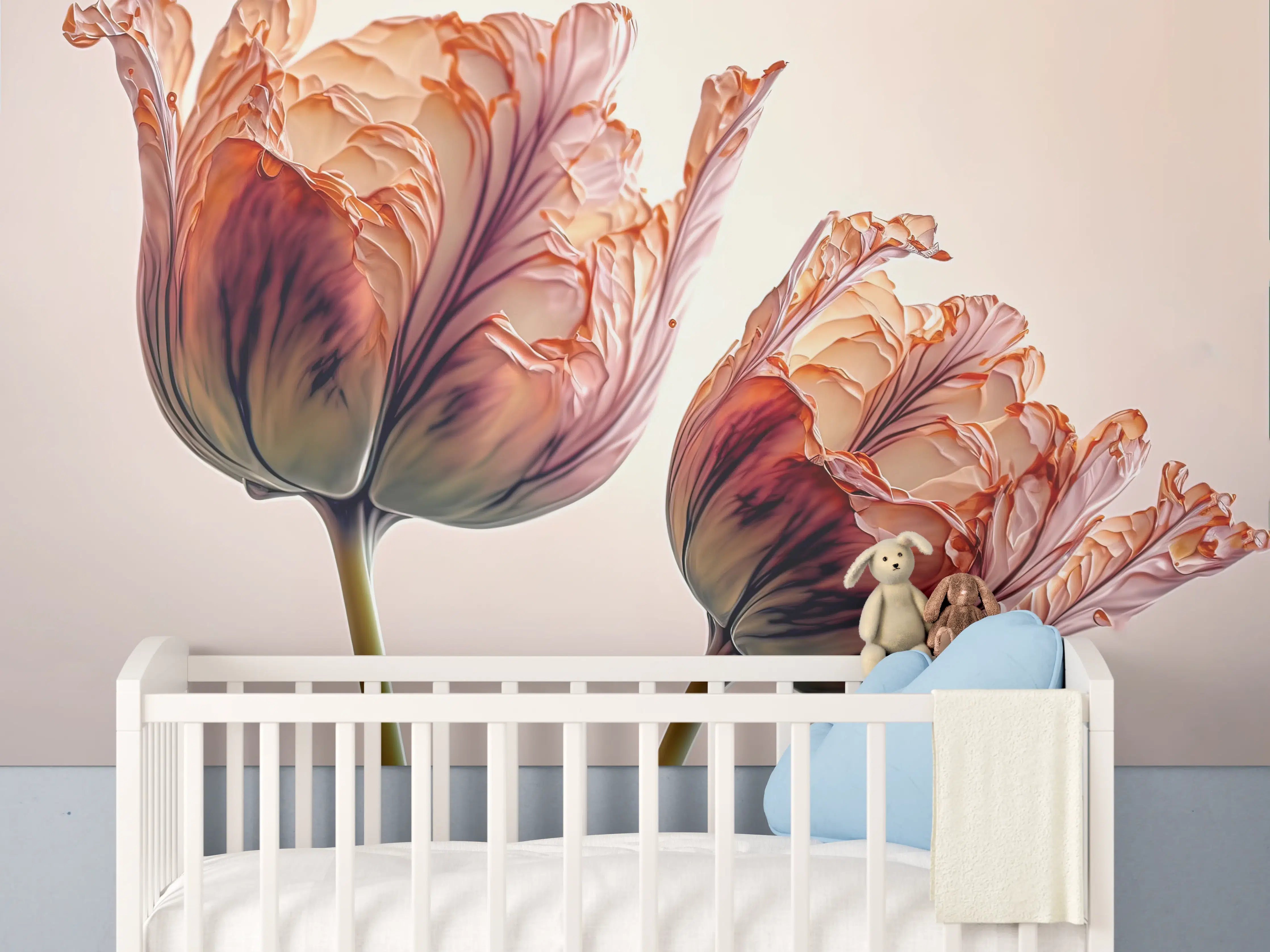 Babyzimmer Wandgestaltung - Luxuriöse Abstrakte Tulpen Kunst