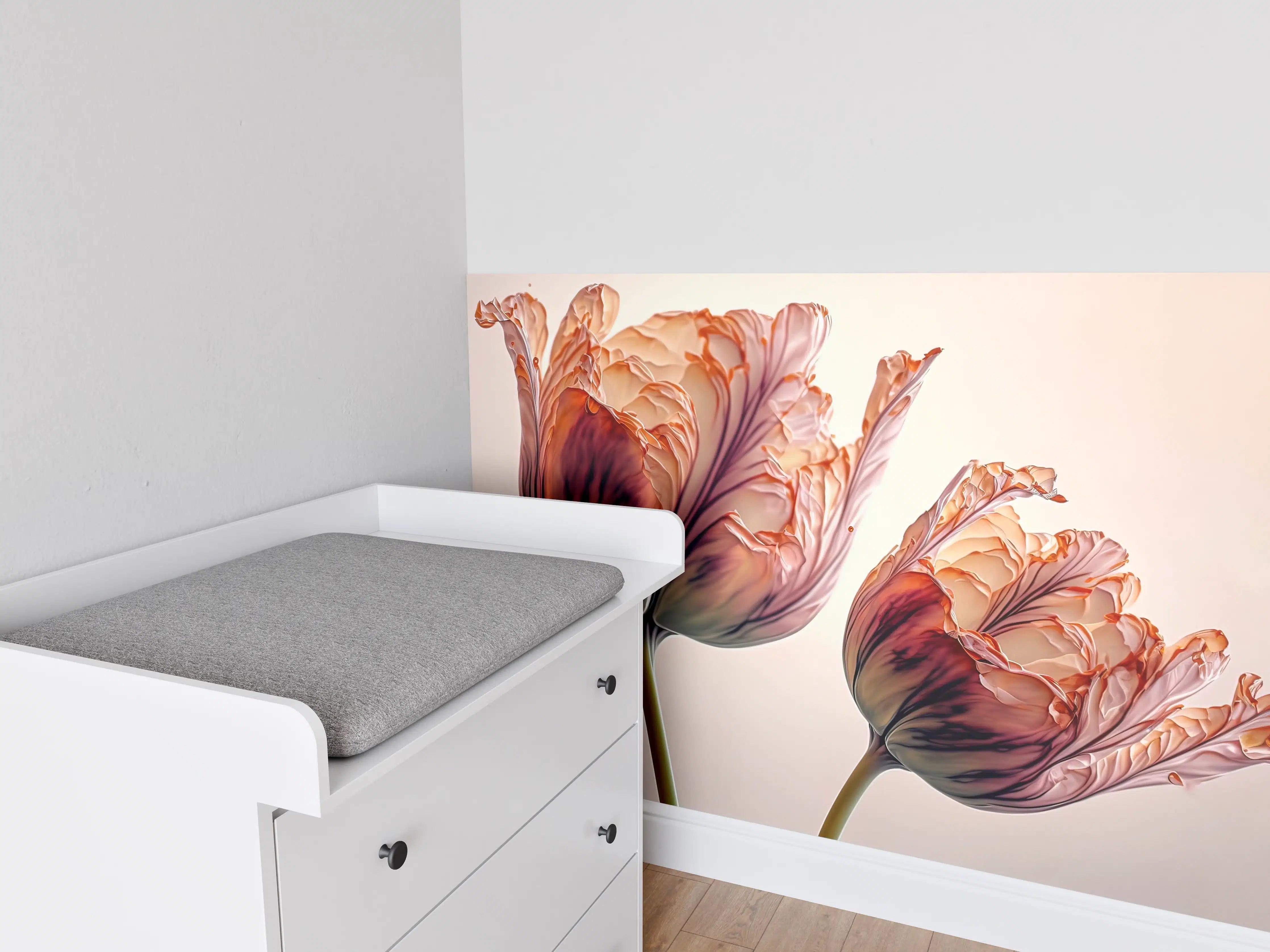 Babyzimmer Wandgestaltung - Luxuriöse Abstrakte Tulpen Kunst