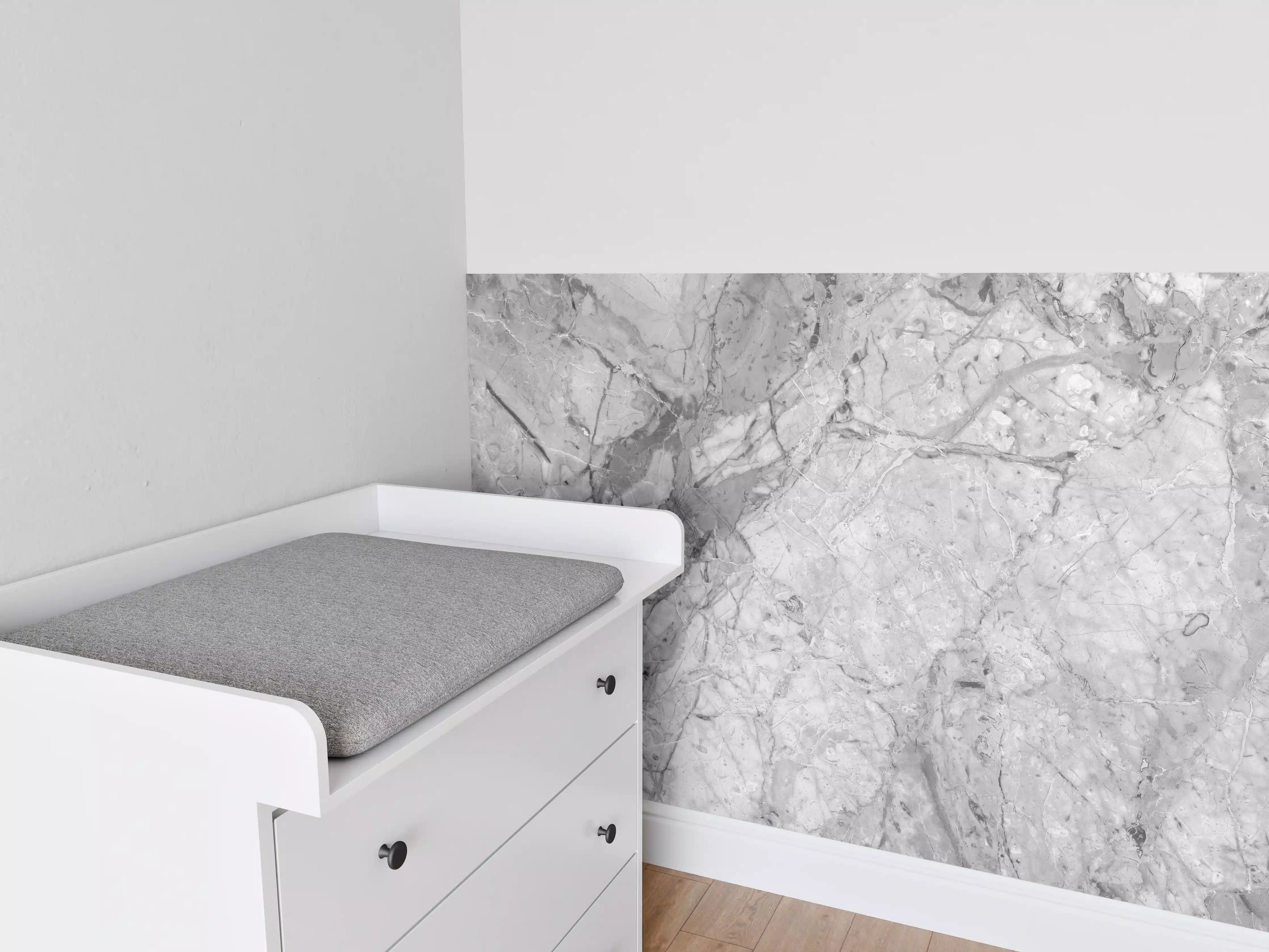 Babyzimmer Wandgestaltung - Luxuriöse Marmorstruktur in Weißgrau