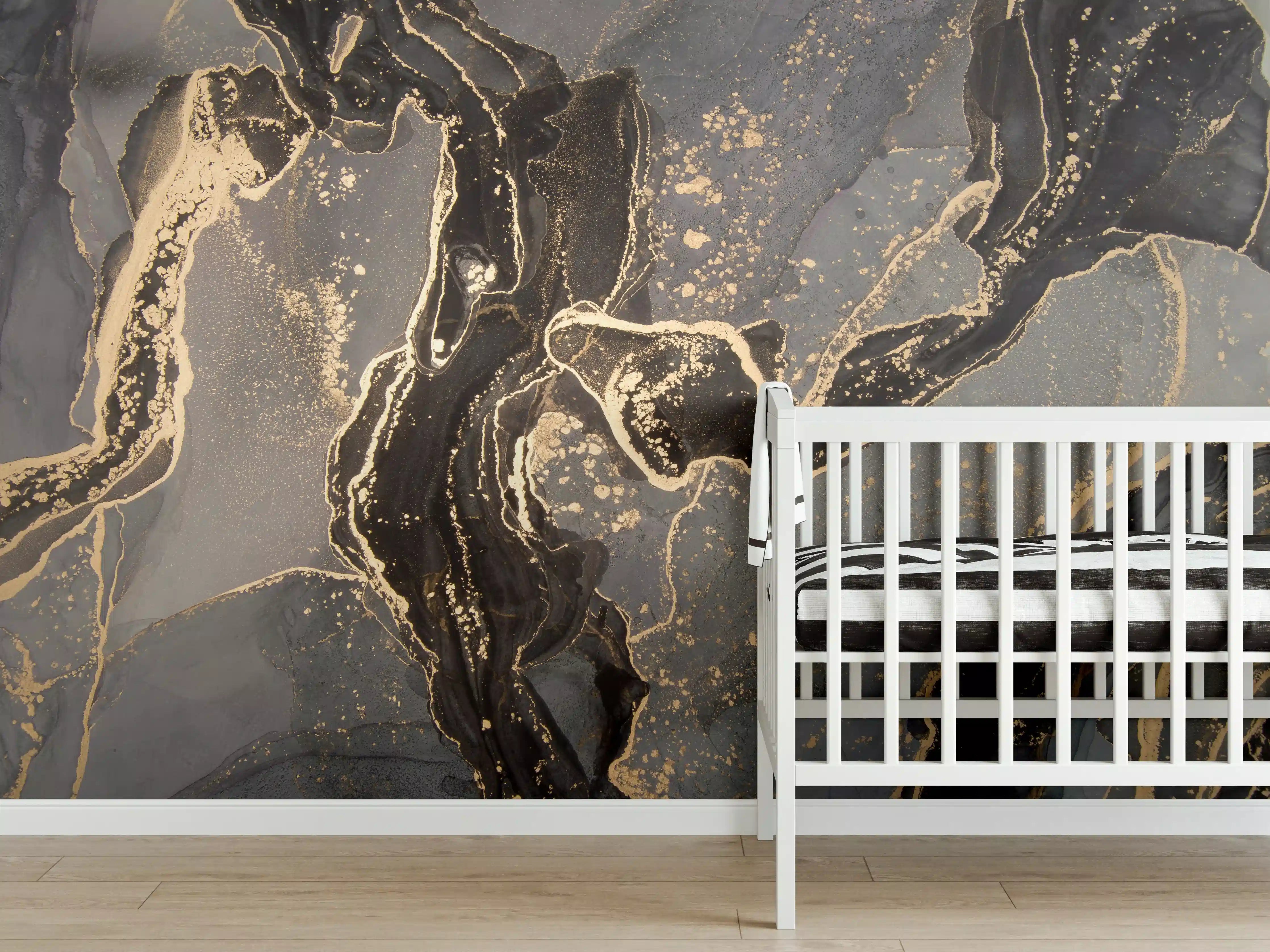 Babyzimmer Wandgestaltung - Luxuriöse abstrakte Flüssigkunstmalerei