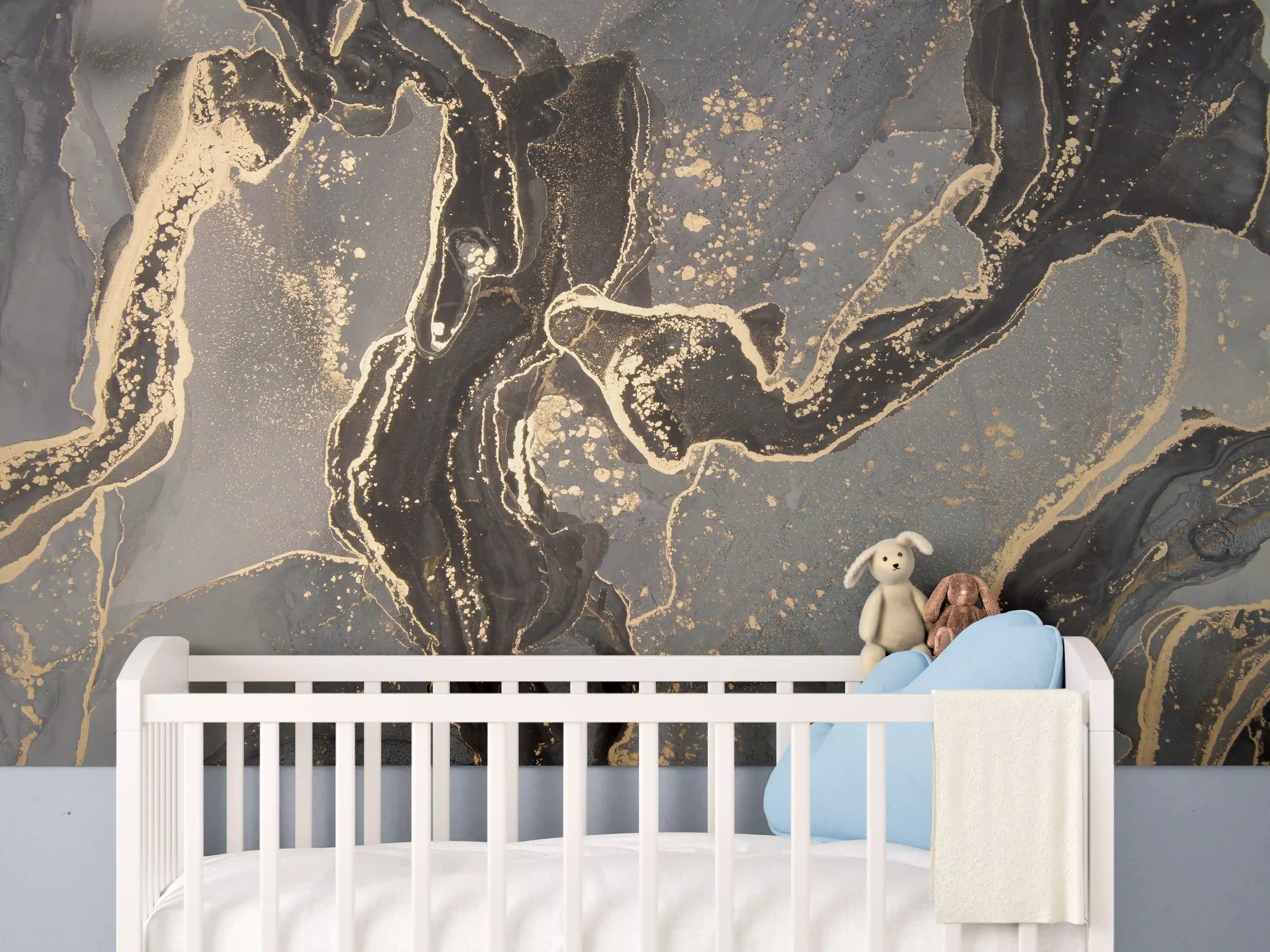 Babyzimmer Wandgestaltung - Luxuriöse abstrakte Flüssigkunstmalerei