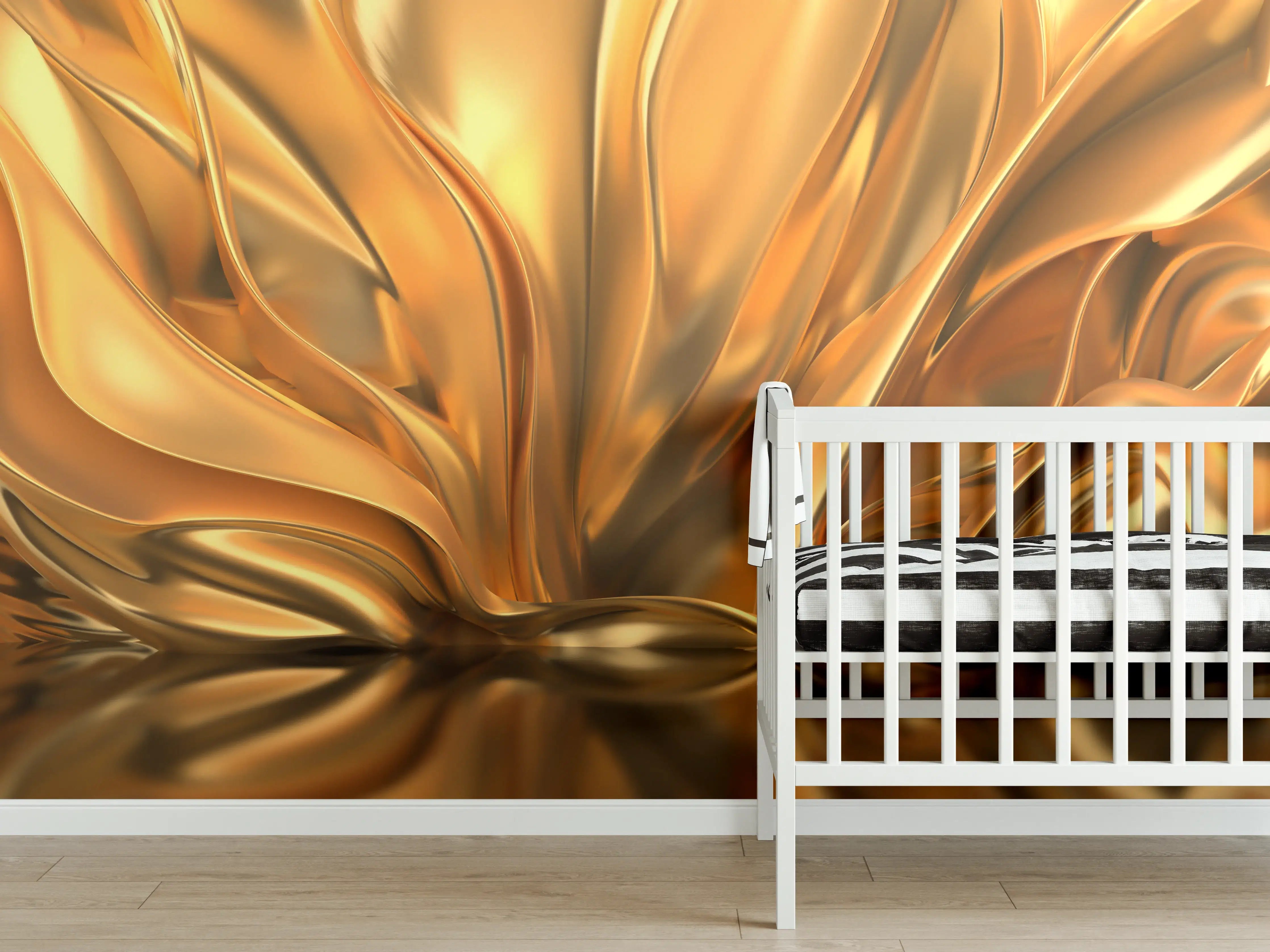 Babyzimmer Wandgestaltung - Luxuriöse goldene Metall-Textur