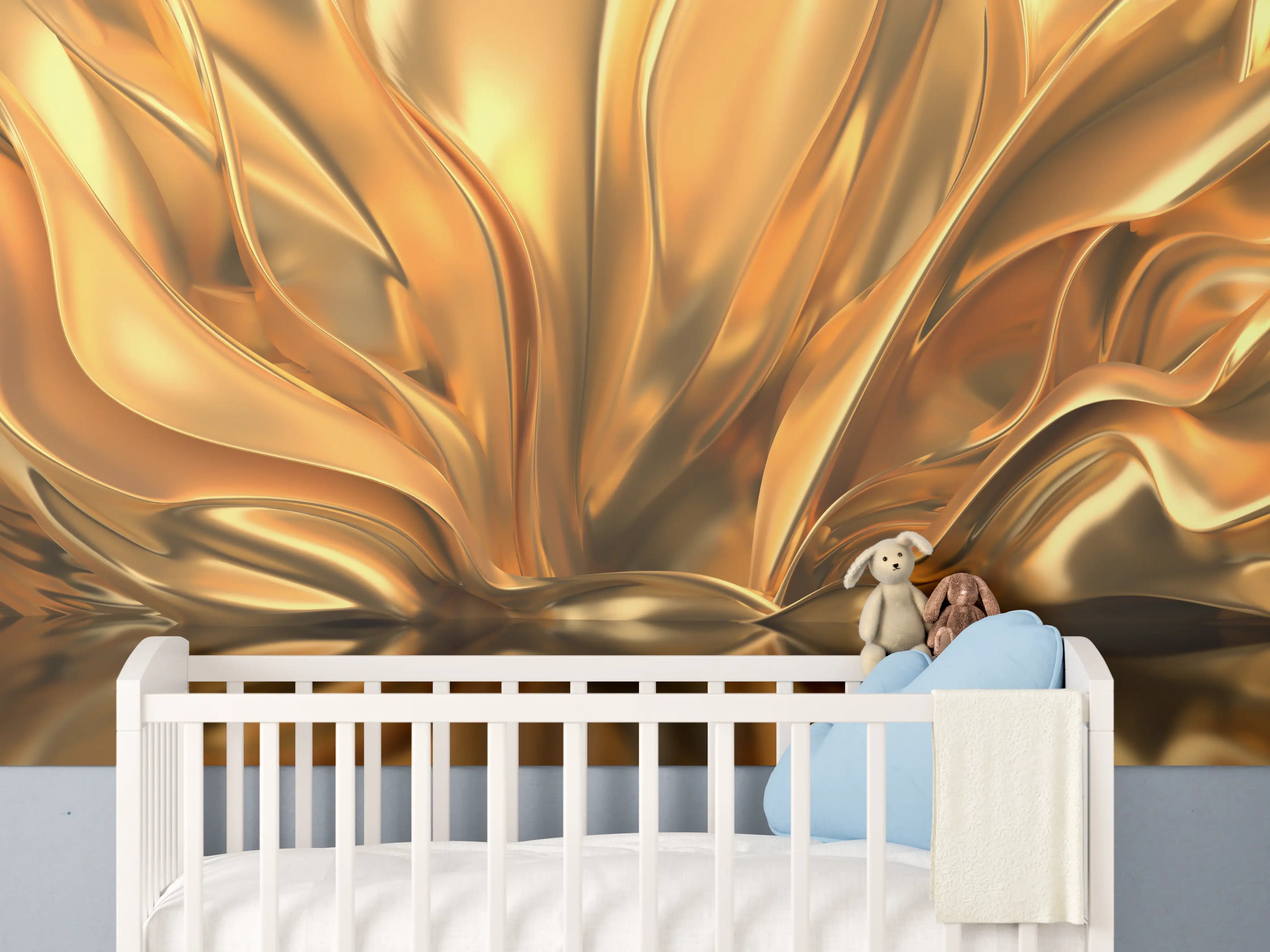 Babyzimmer Wandgestaltung - Luxuriöse goldene Metall-Textur