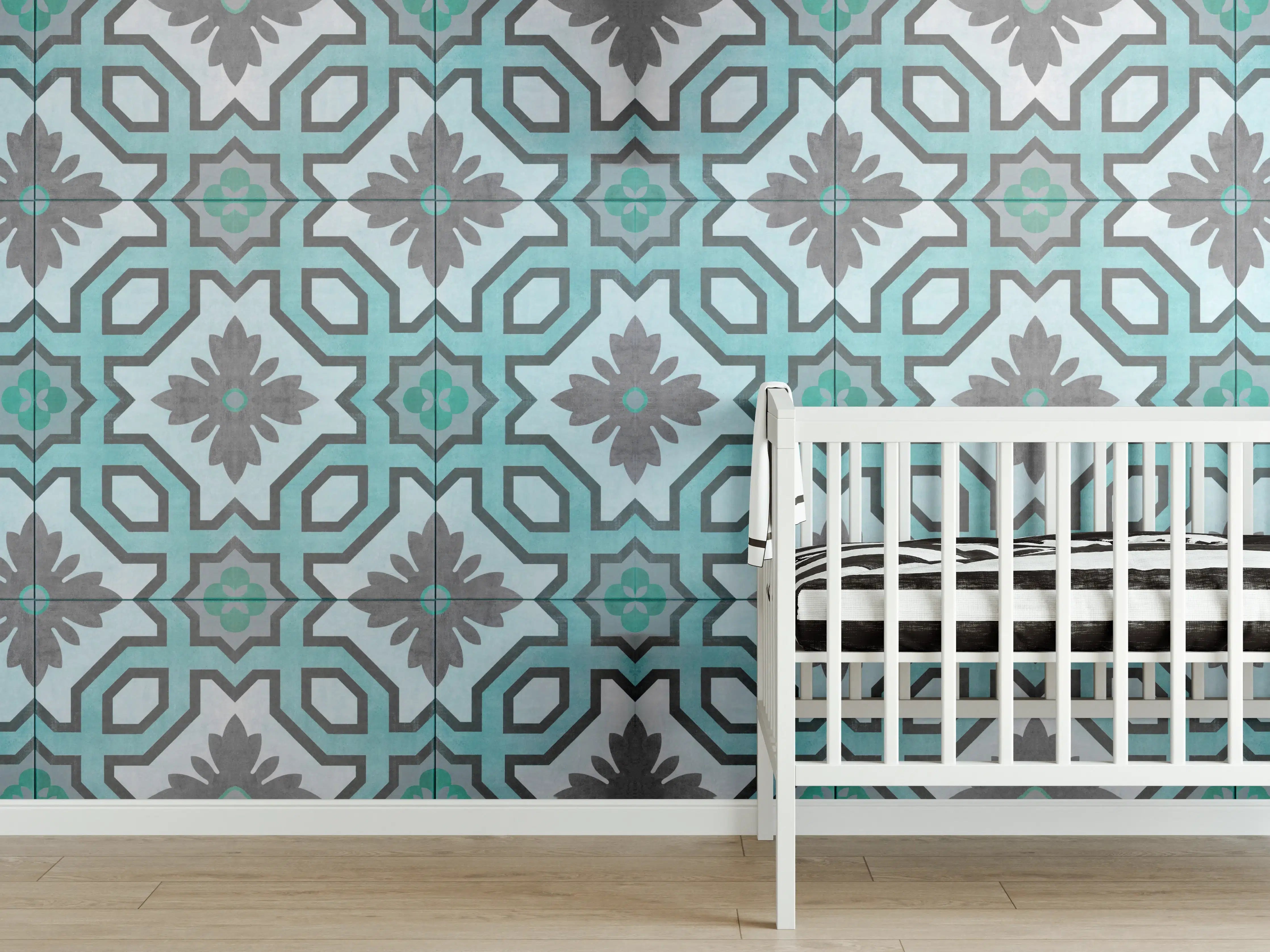 Babyzimmer Wandgestaltung - Luxuriöse türkise Fliesen
