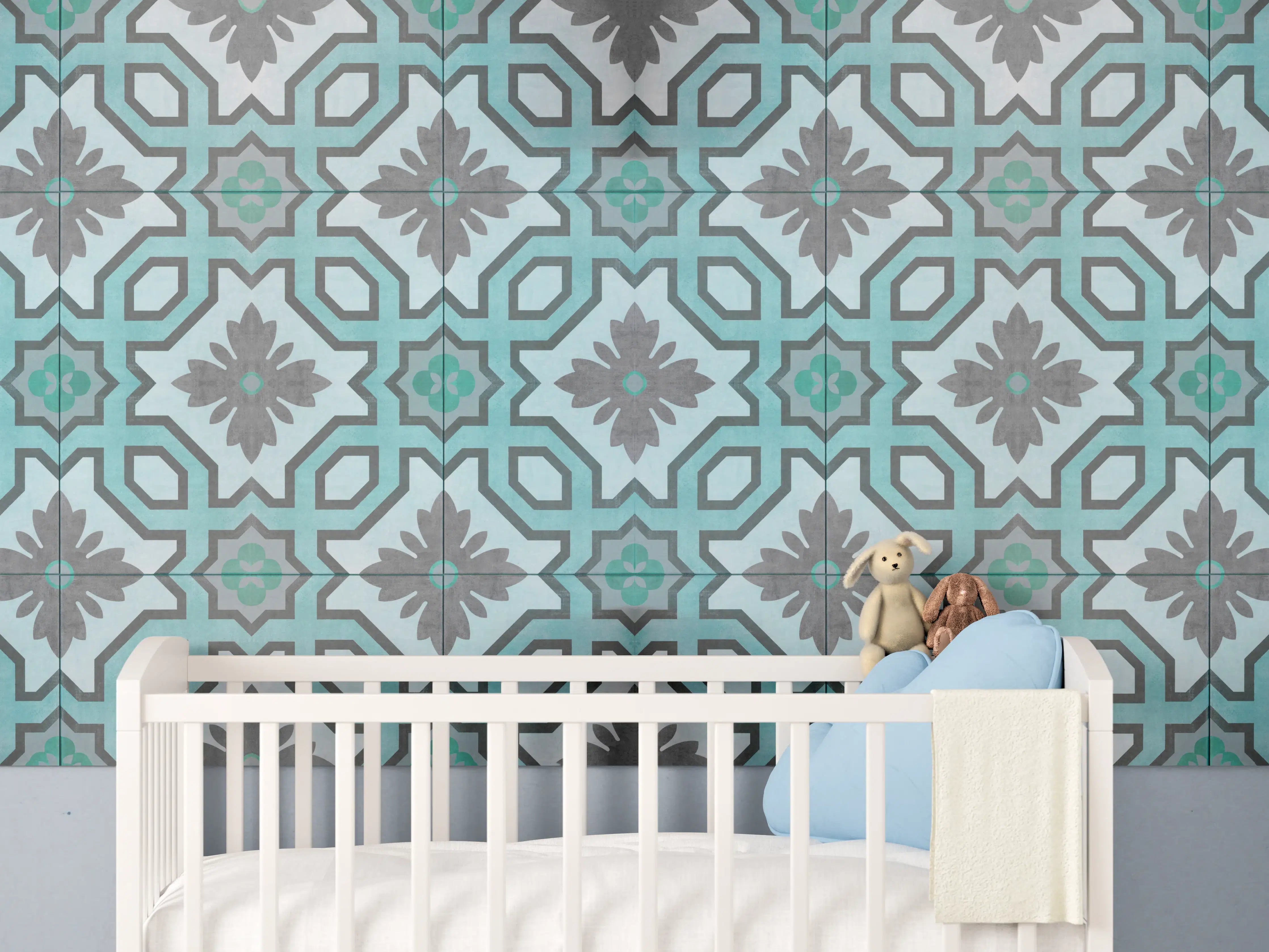 Babyzimmer Wandgestaltung - Luxuriöse türkise Fliesen