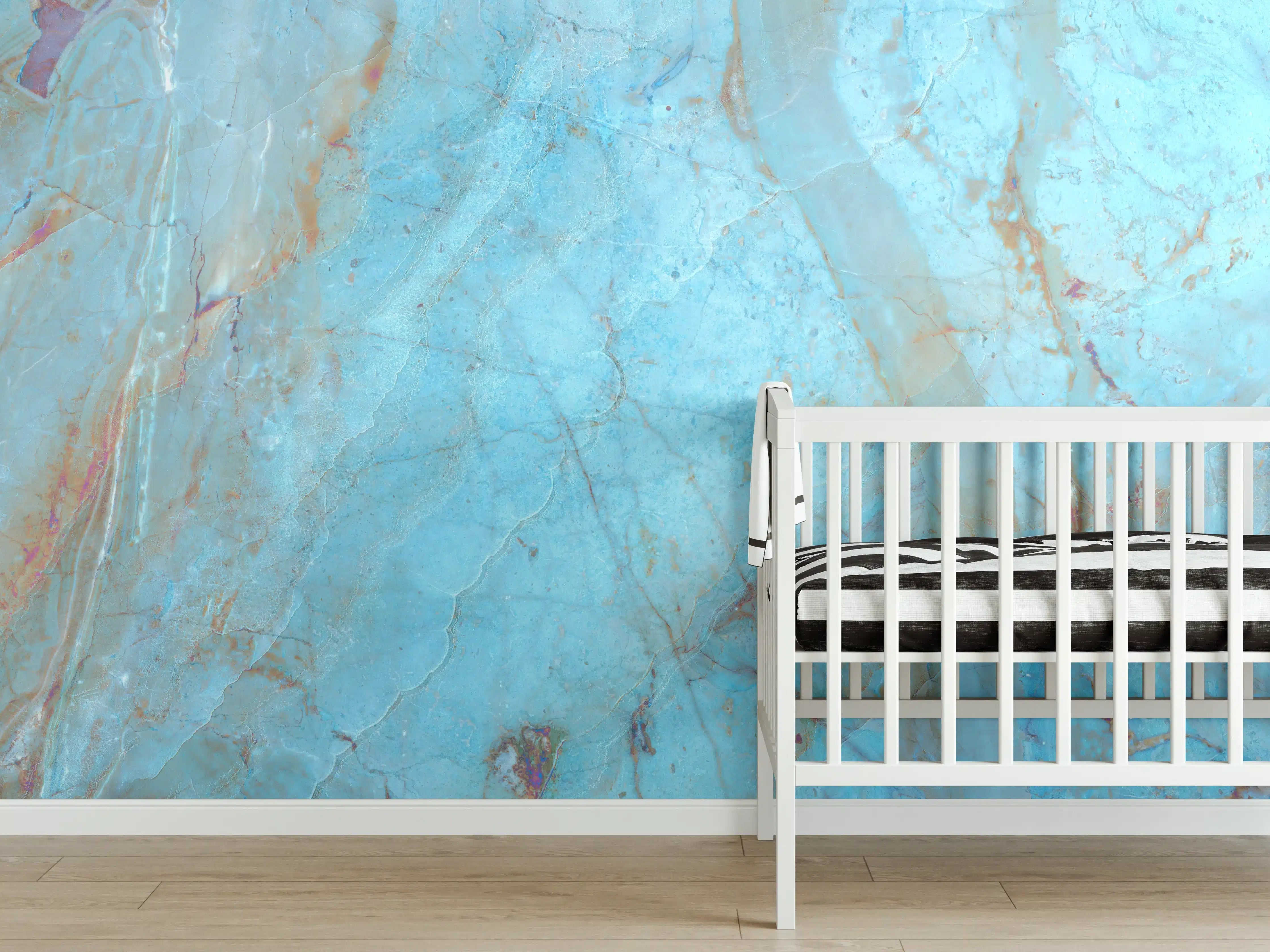Babyzimmer Wandgestaltung - Luxuriöser Onyxmarmor in Aqua Tone