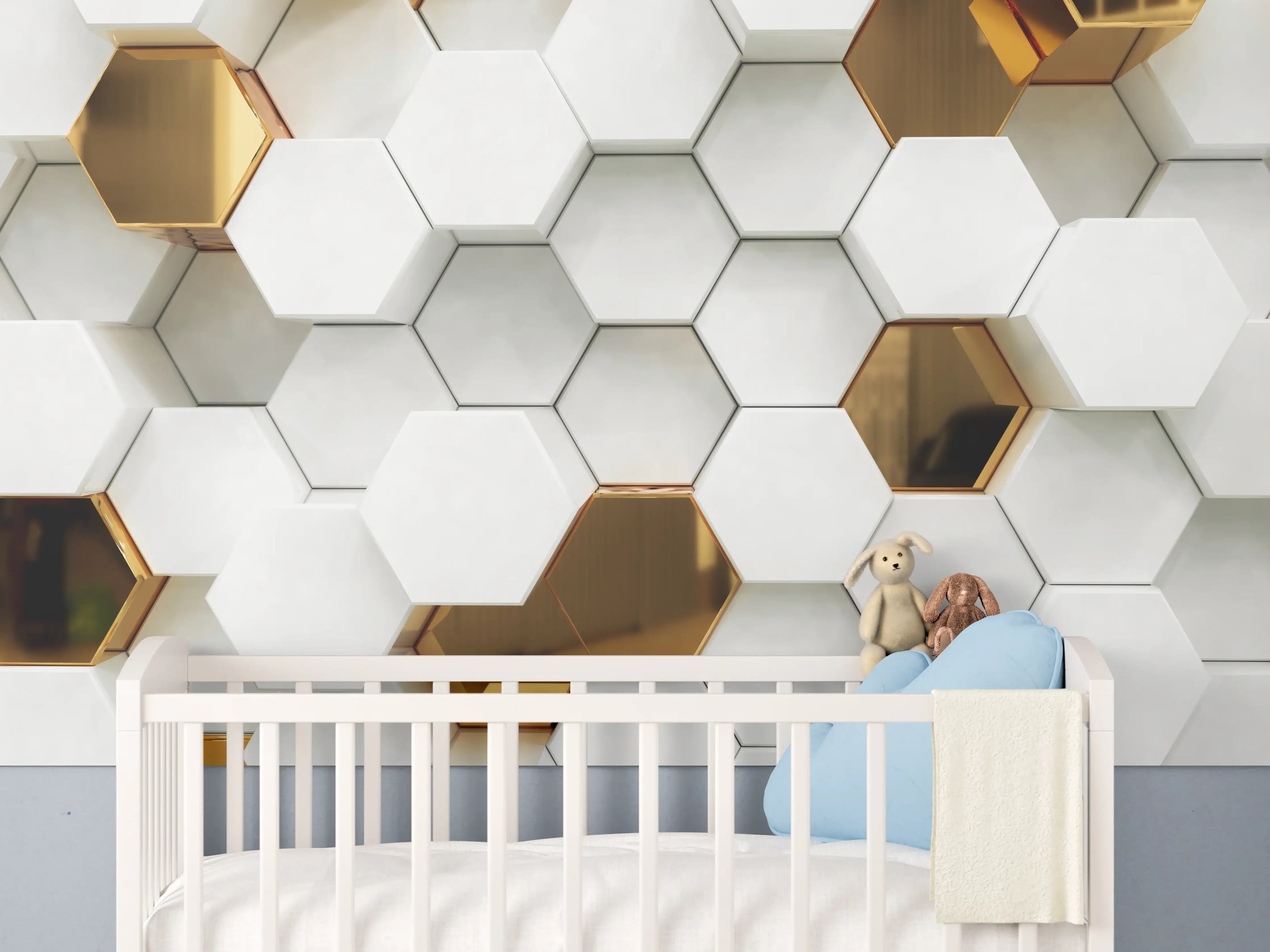 Babyzimmer Wandgestaltung - Luxuriöses Sechseck Muster