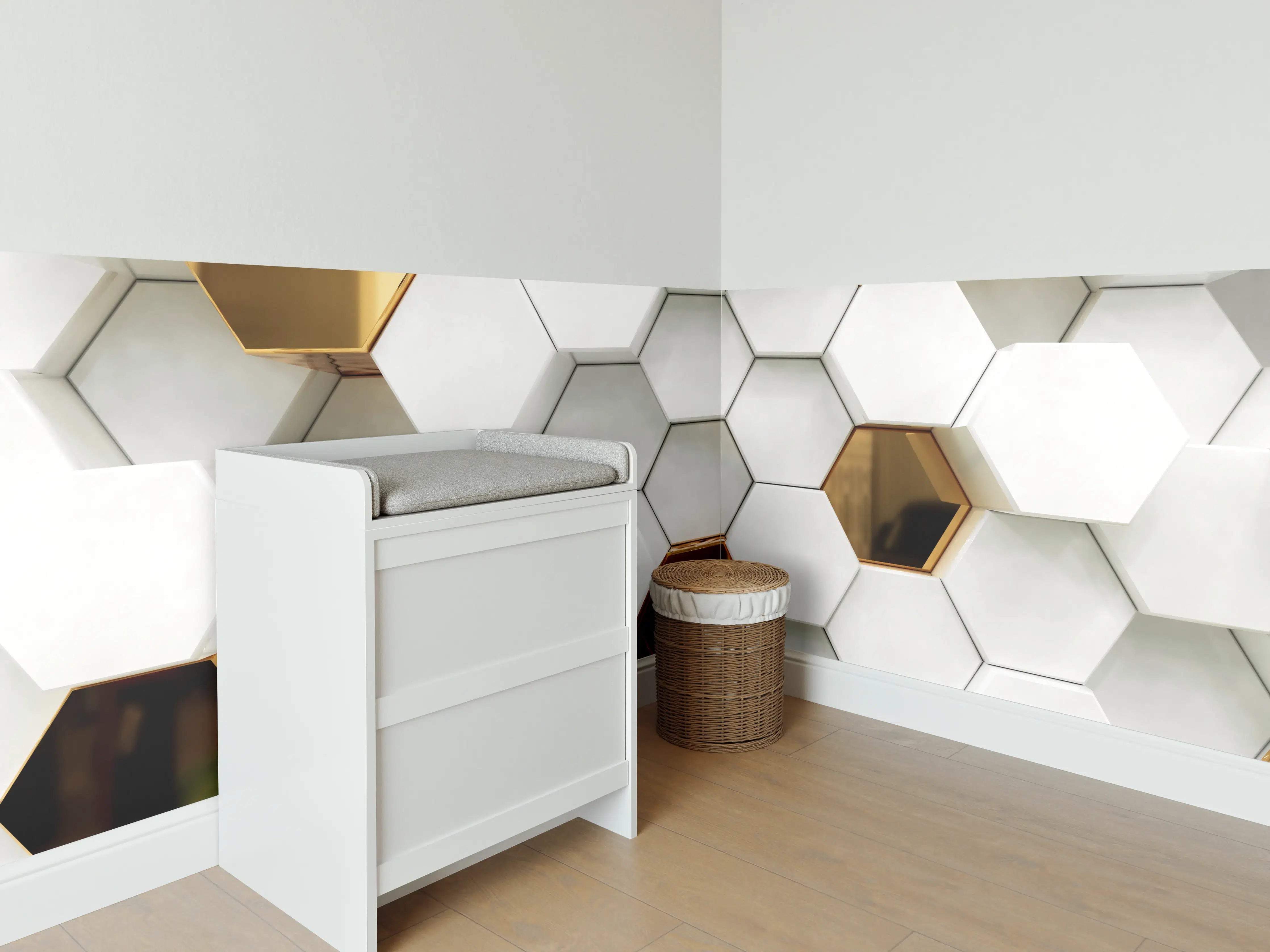 Babyzimmer Wandgestaltung - Luxuriöses Sechseck Muster