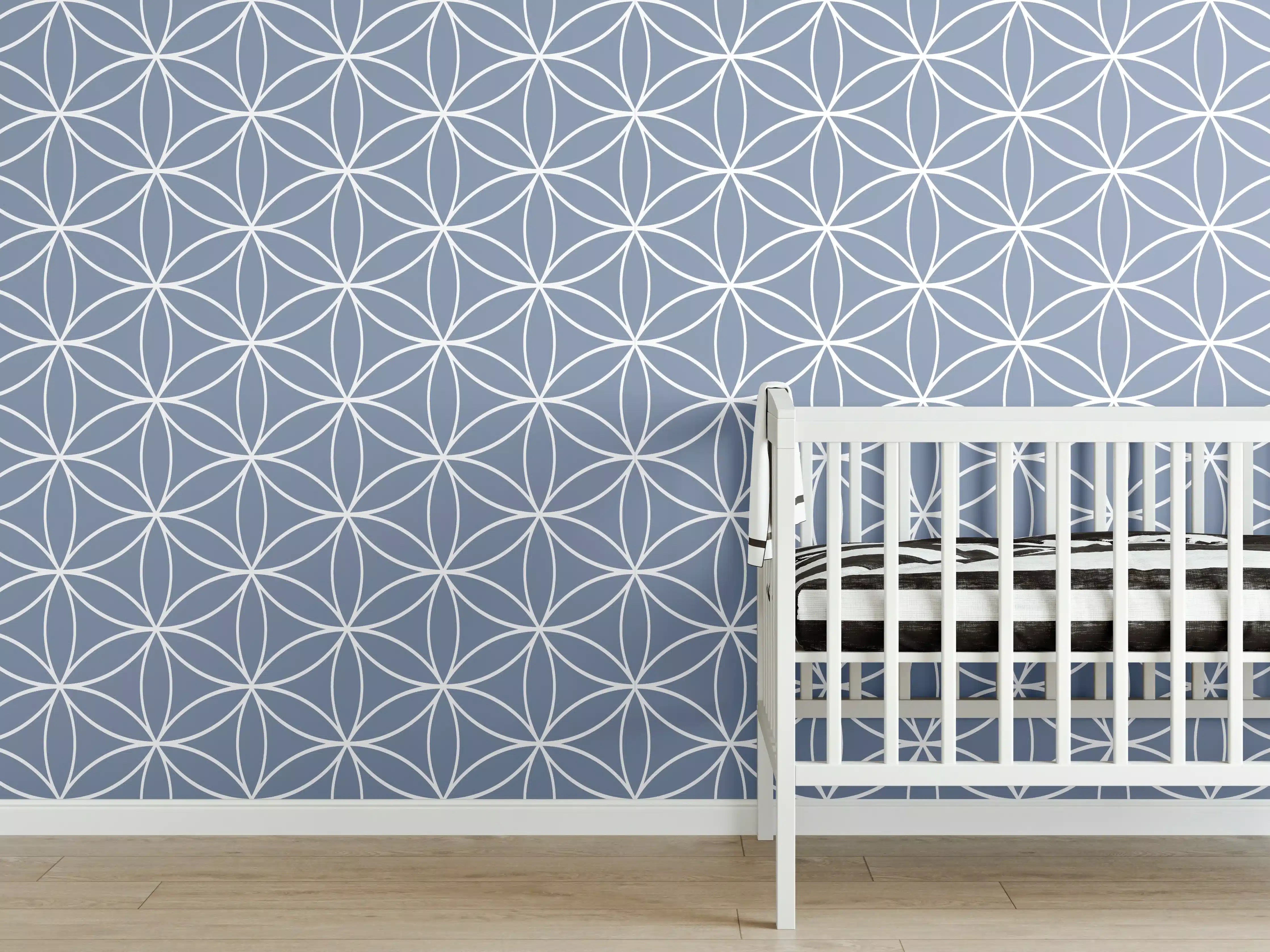 Babyzimmer Wandgestaltung - Luxus-Blau-Grau-Muster