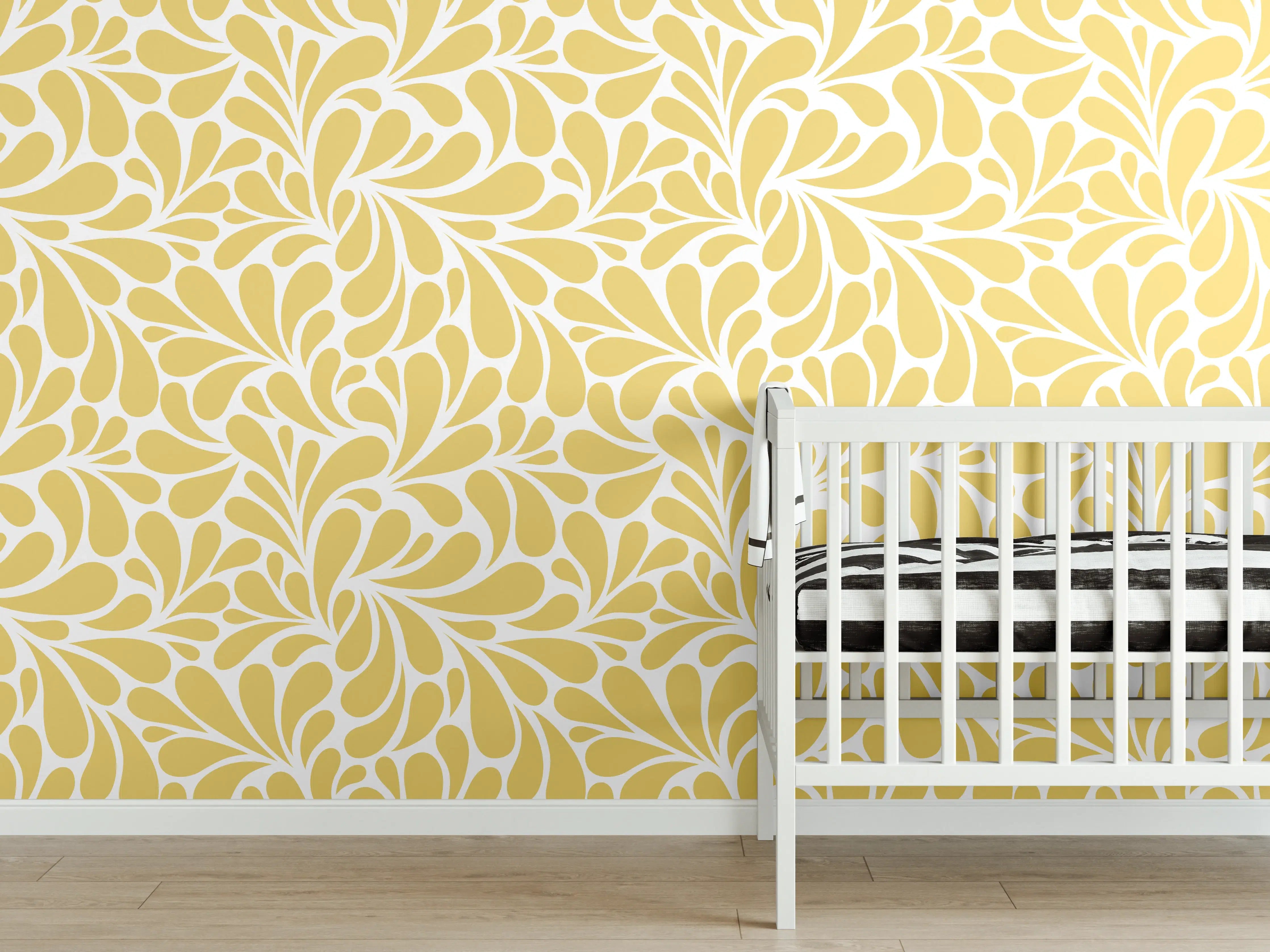 Babyzimmer Wandgestaltung - Luxus-Gelb-Weiß-Muster