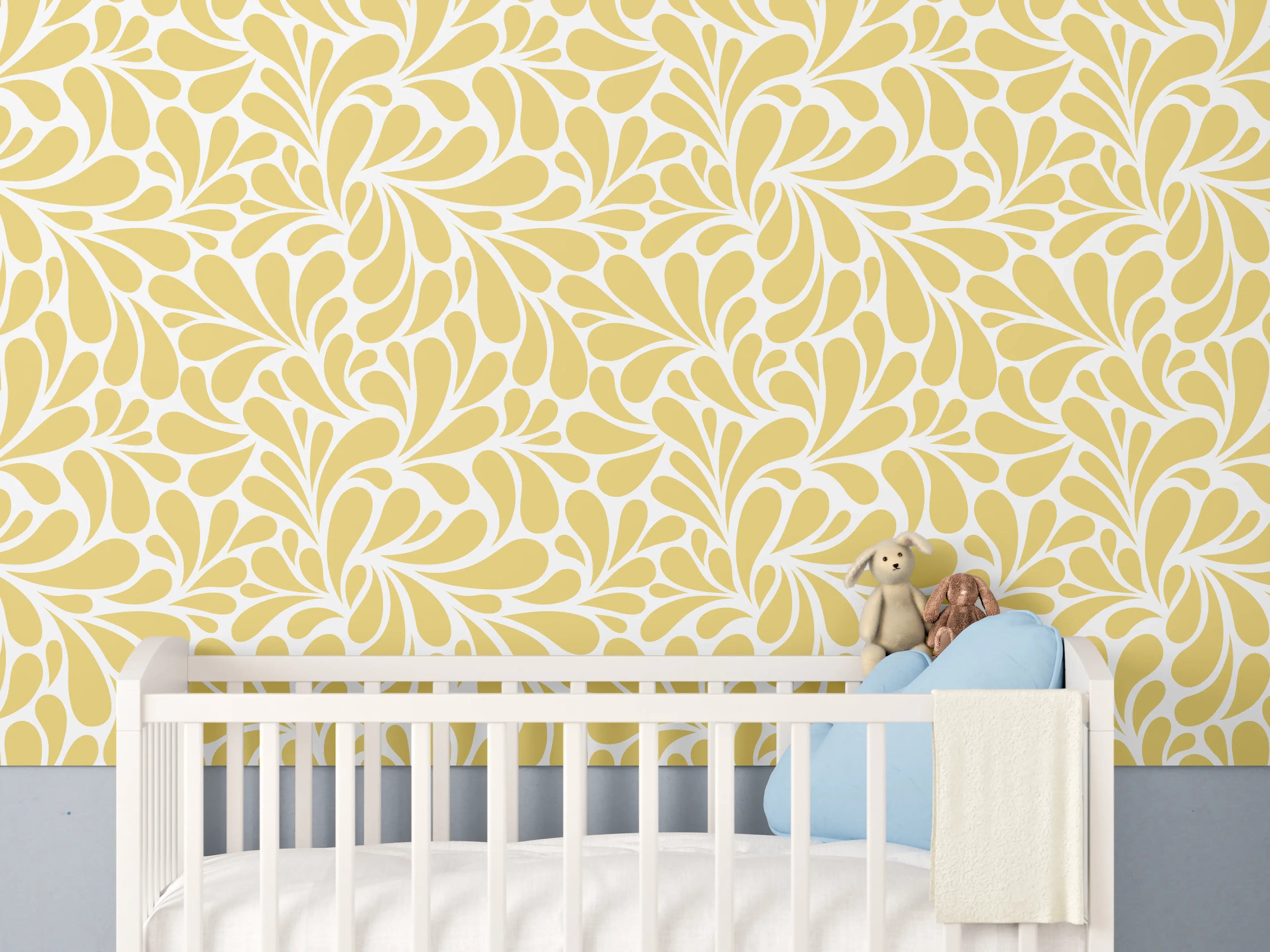Babyzimmer Wandgestaltung - Luxus-Gelb-Weiß-Muster