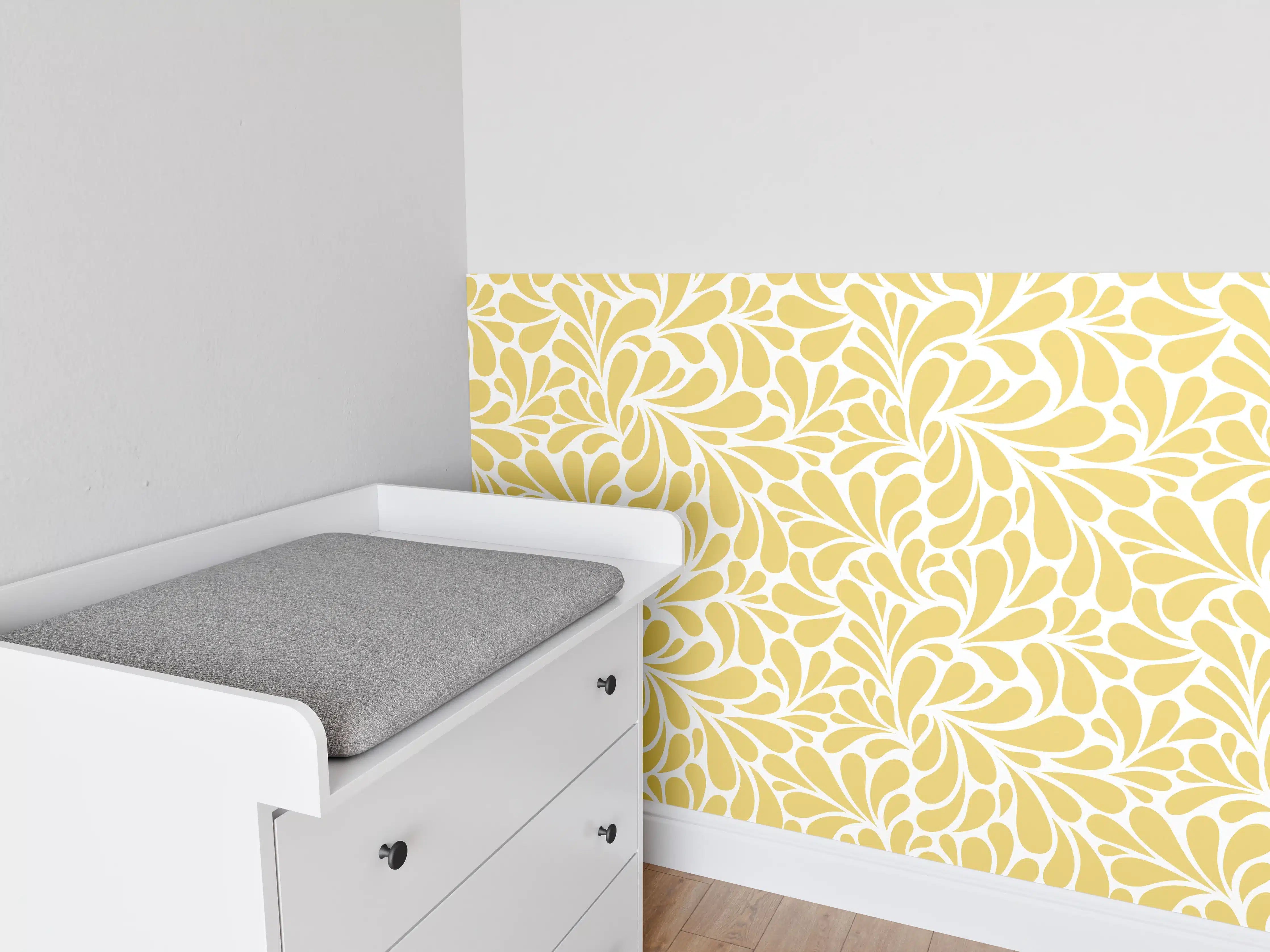 Babyzimmer Wandgestaltung - Luxus-Gelb-Weiß-Muster