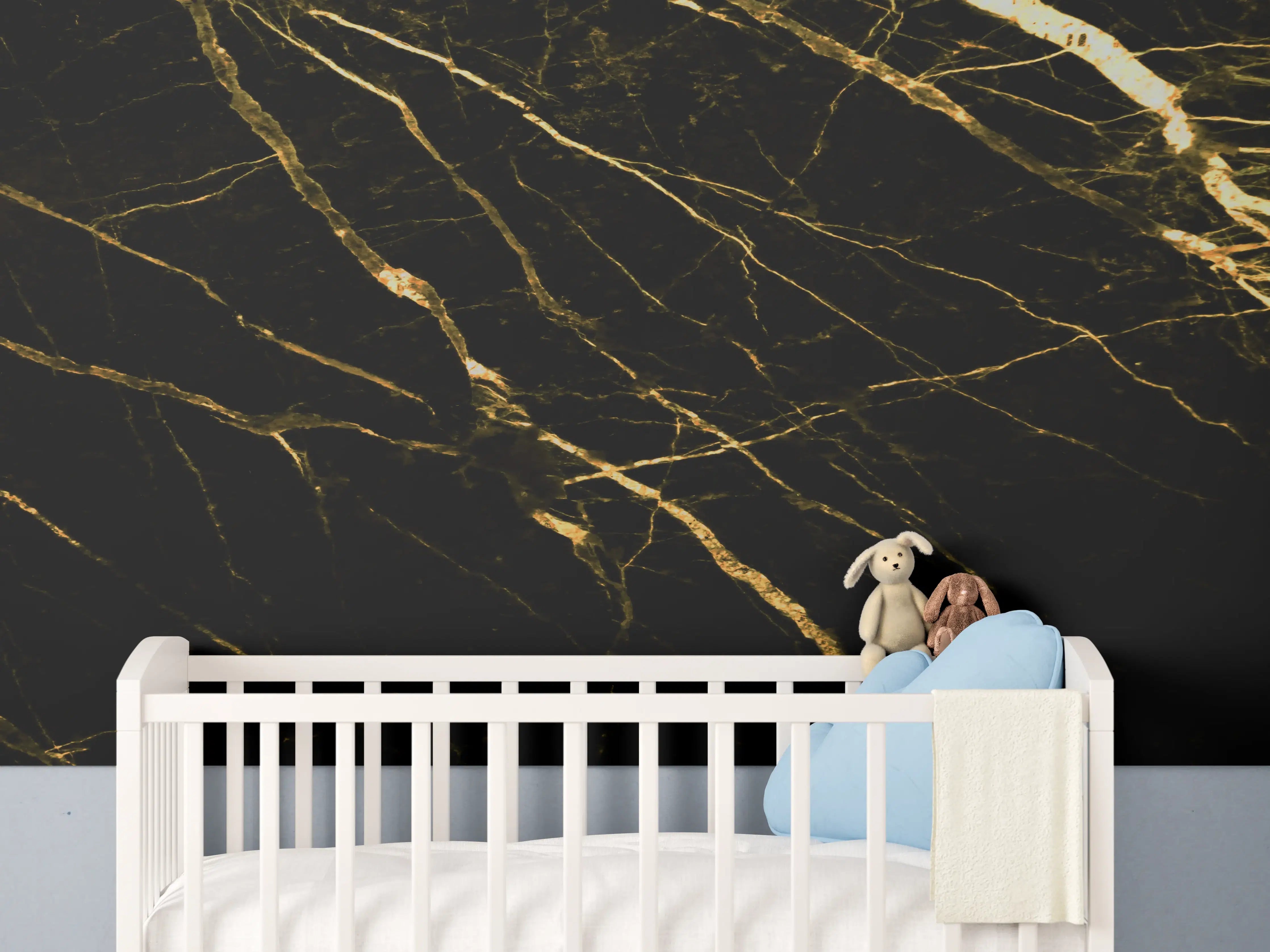 Babyzimmer Wandgestaltung - Luxus Goldmarmortextur