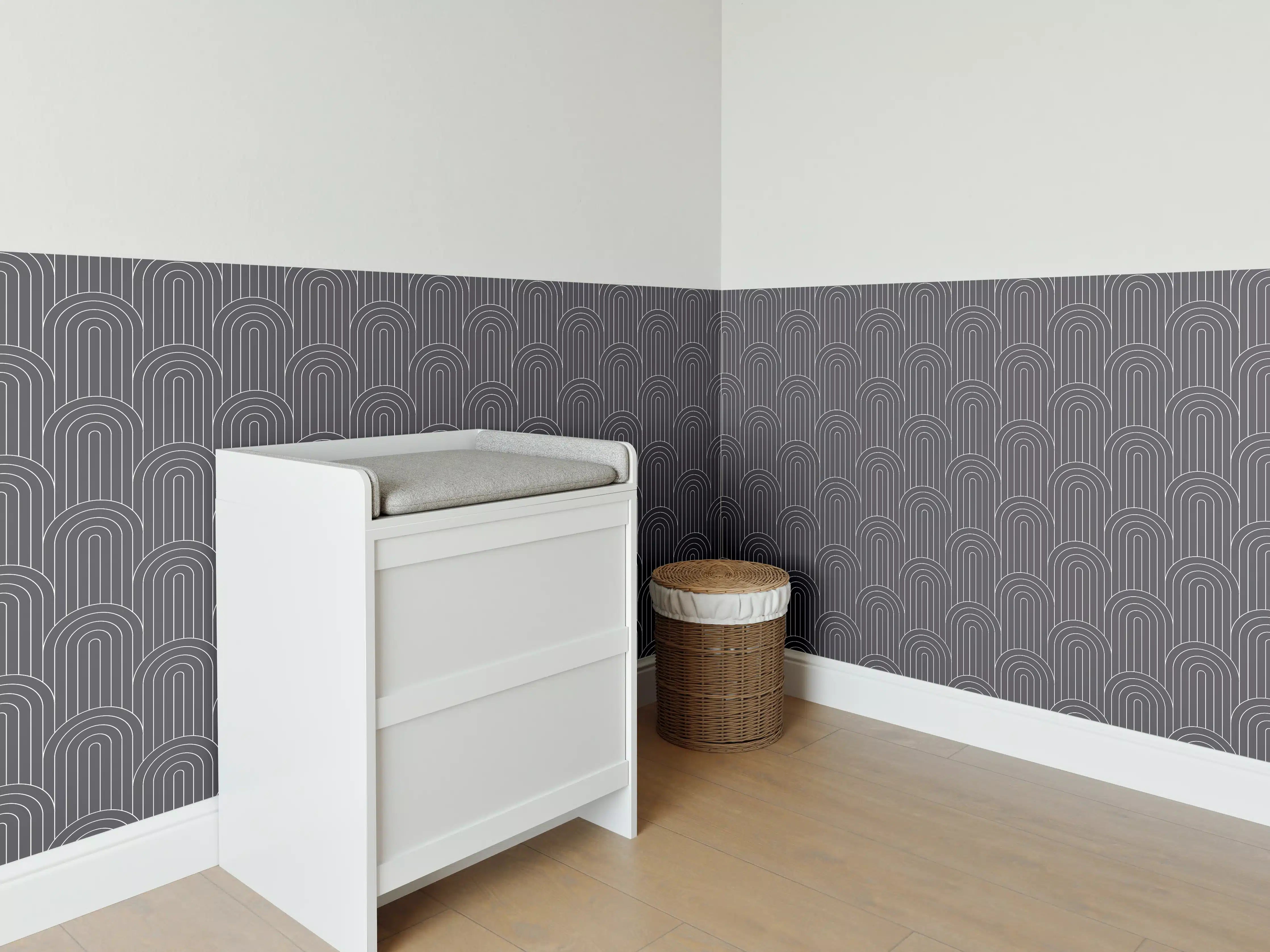 Babyzimmer Wandgestaltung - Luxus-Grau-Arcate-Dekor