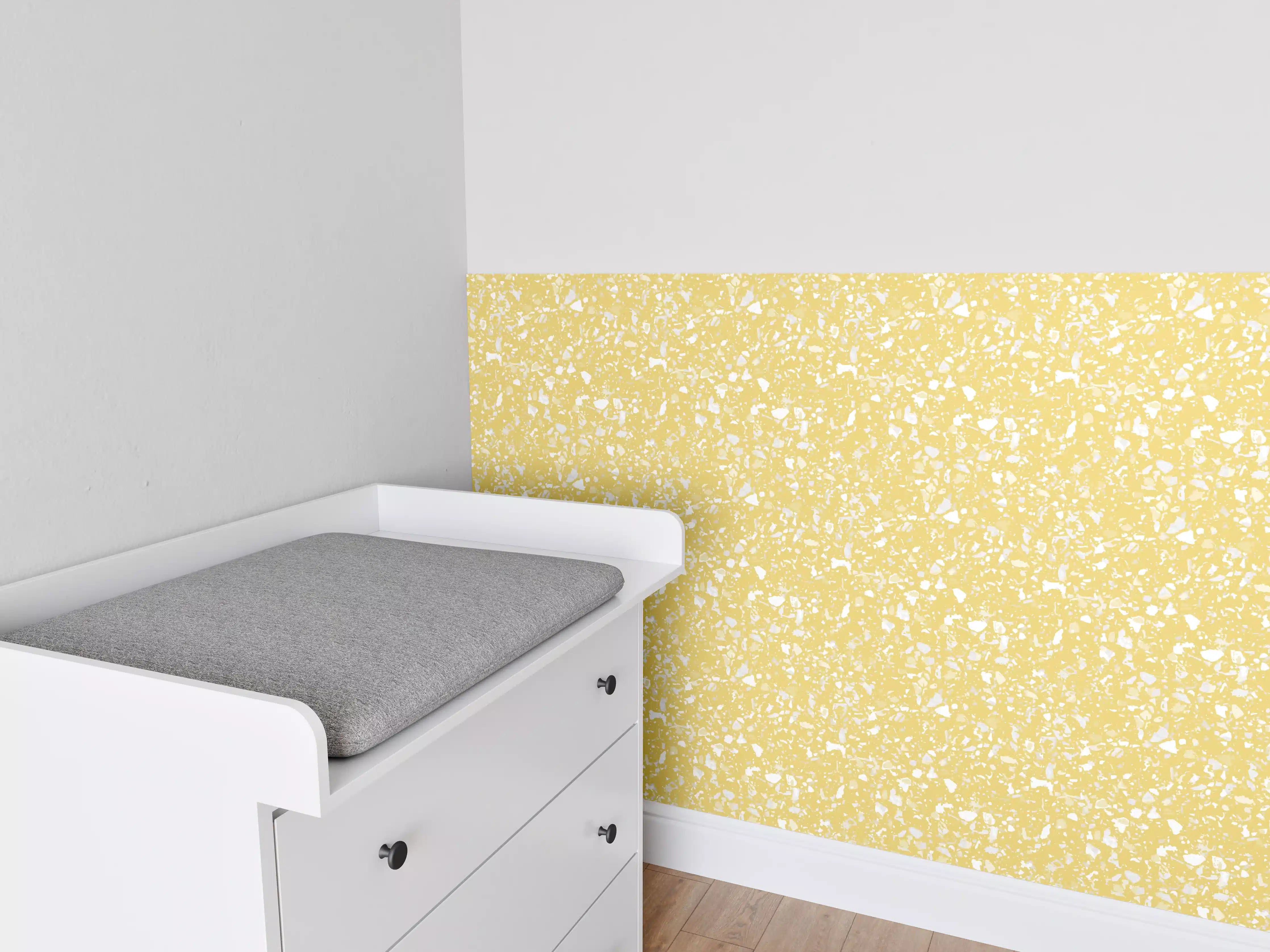Babyzimmer Wandgestaltung - Luxus-Graue Marmortextur mit Goldakzenten