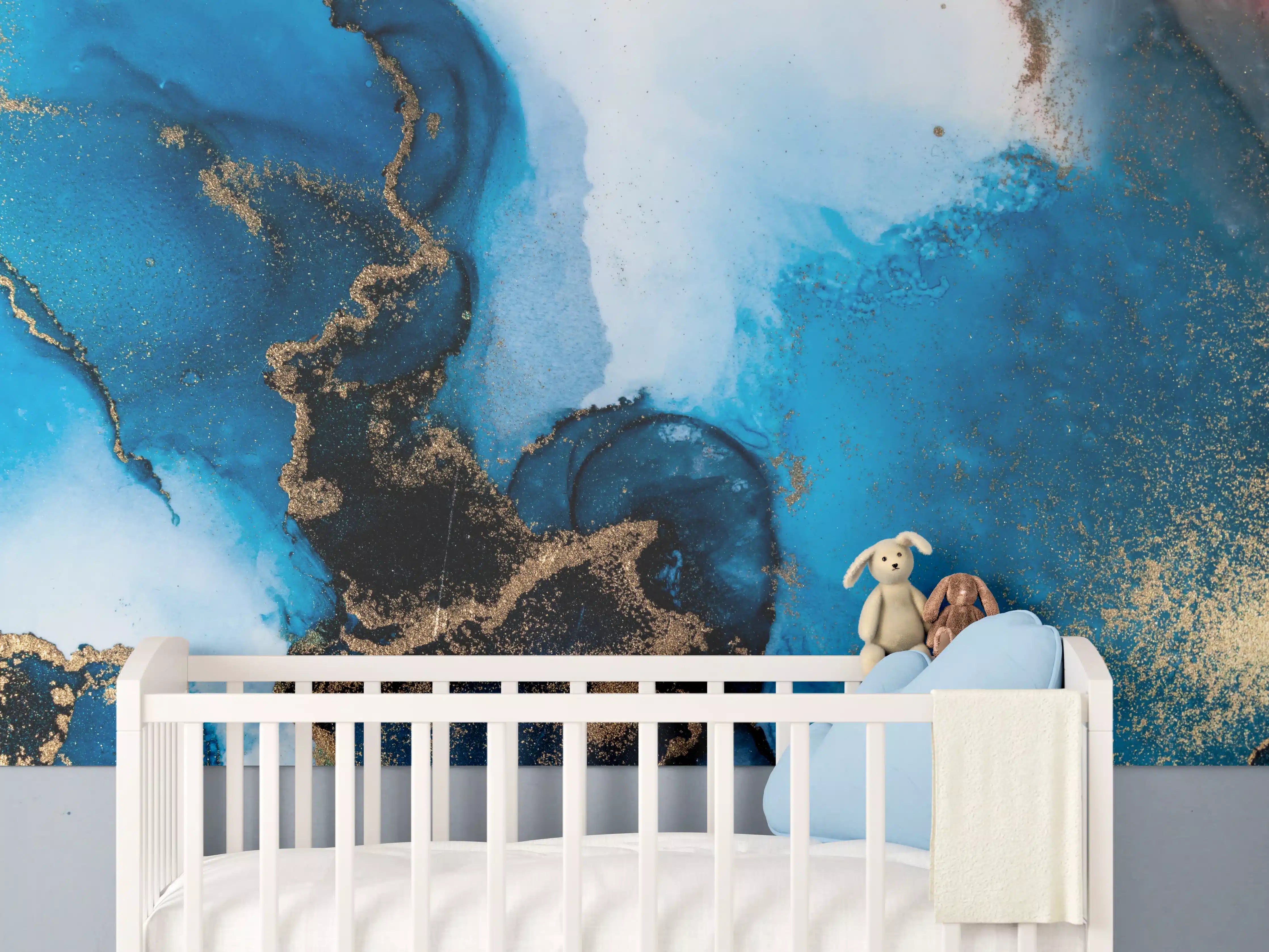 Babyzimmer Wandgestaltung - Luxus Marmor Textur - Flüssigmalerei