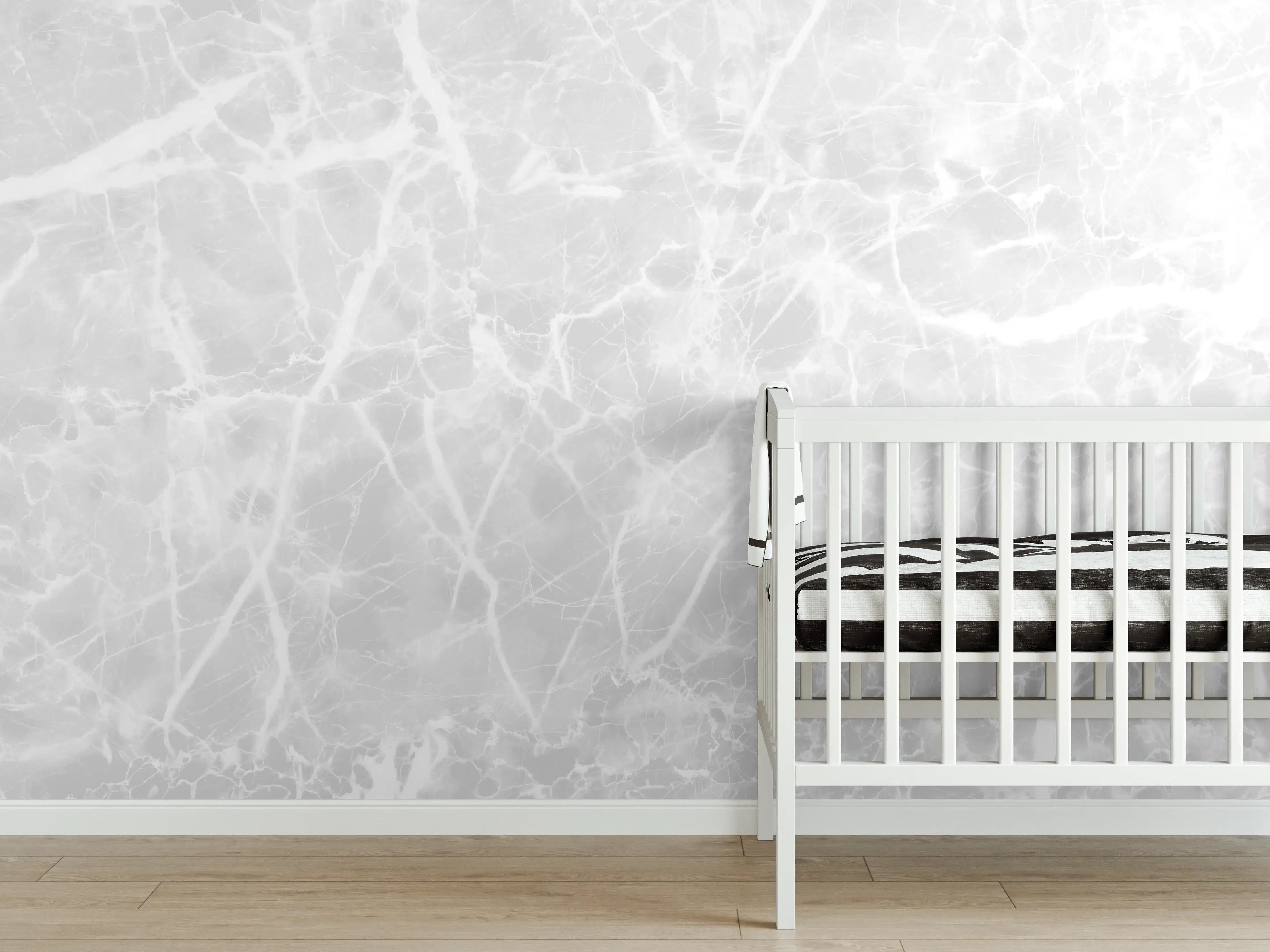Babyzimmer Wandgestaltung - Luxus Weiß-Grau Marmor