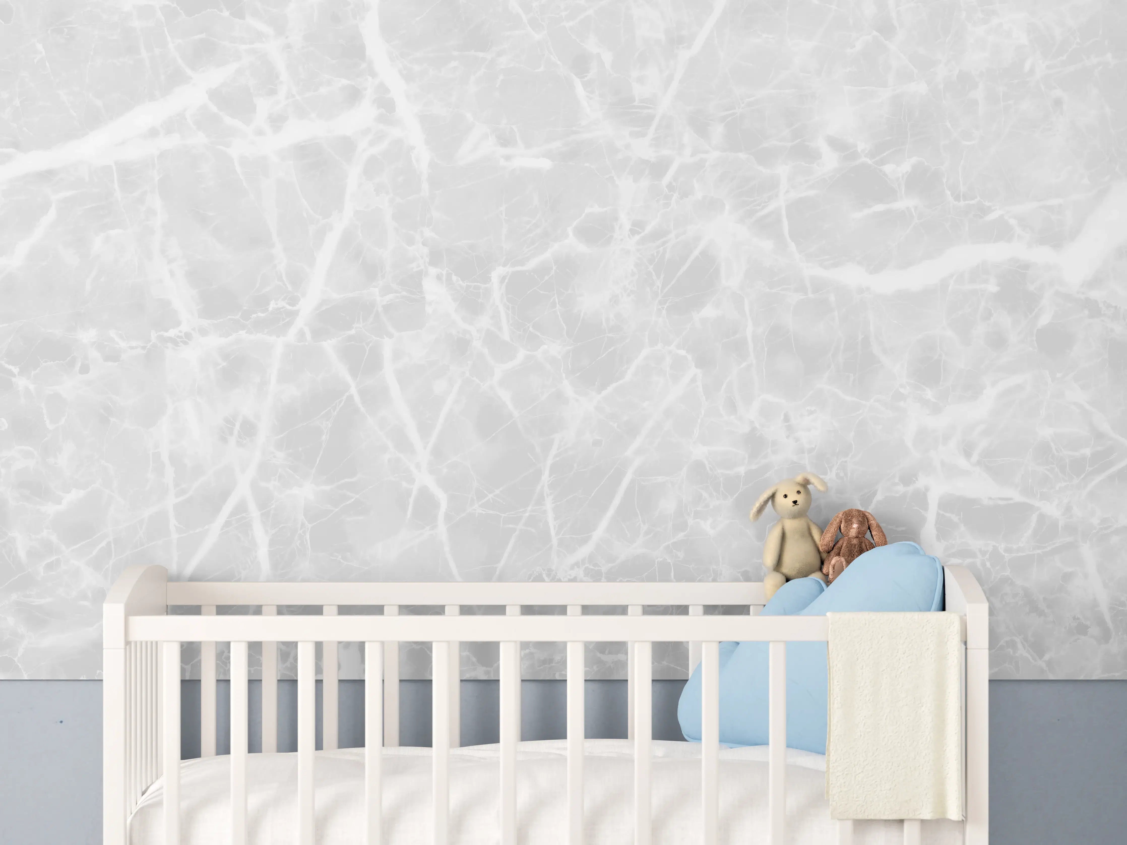 Babyzimmer Wandgestaltung - Luxus Weiß-Grau Marmor