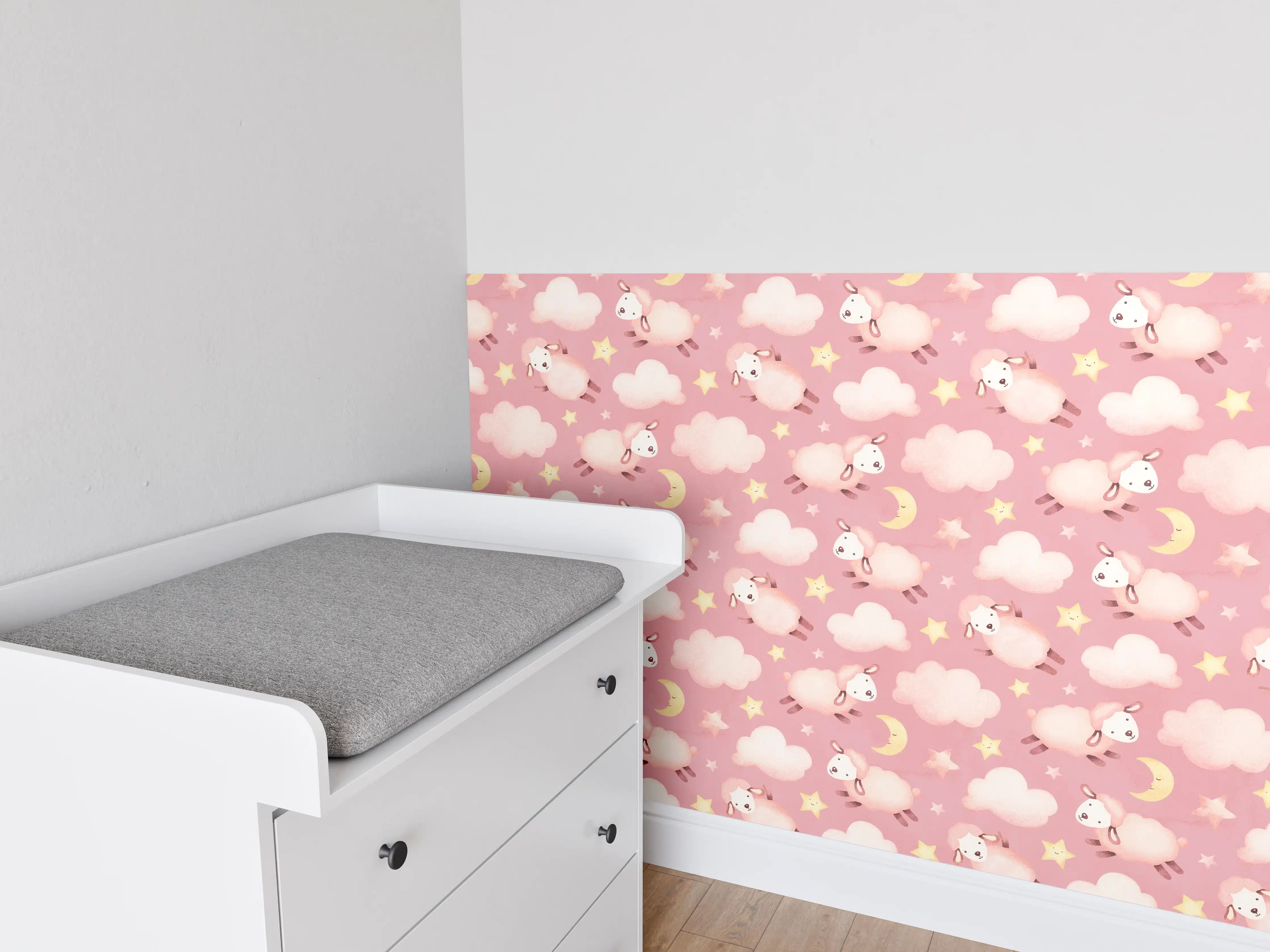 Babyzimmer Wandgestaltung - Märchenhafte Wolken und Sternenhimmel in Pastell